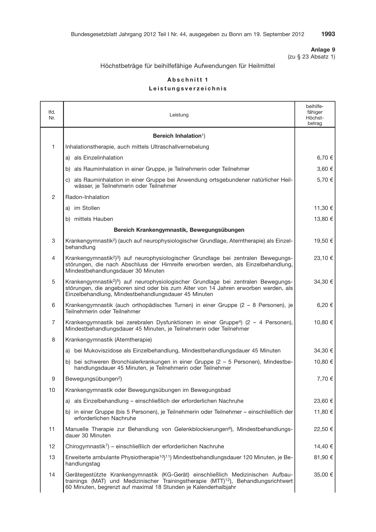 BGBl. 2012, Seite 1993 — Originalseite als Abbildung