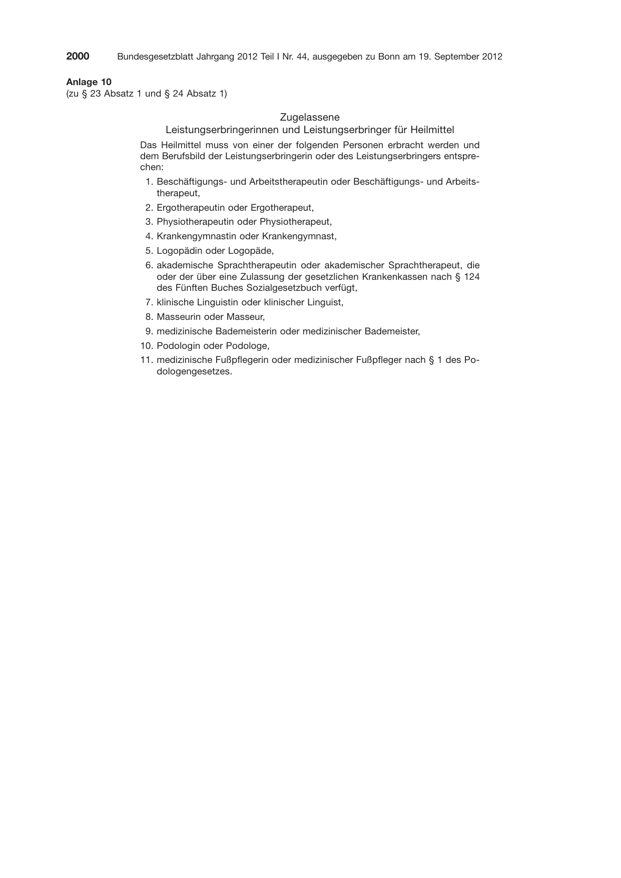 BGBl. 2012, Seite 2000 — Originalseite als Abbildung