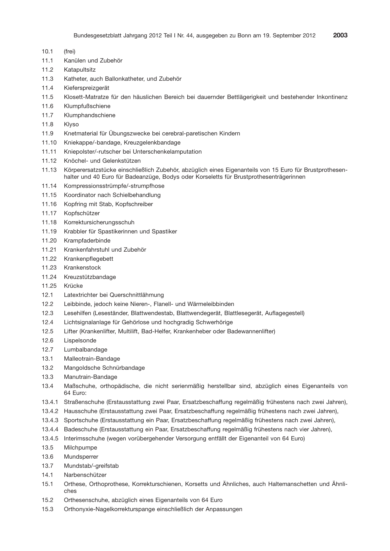 BGBl. 2012, Seite 2003 — Originalseite als Abbildung