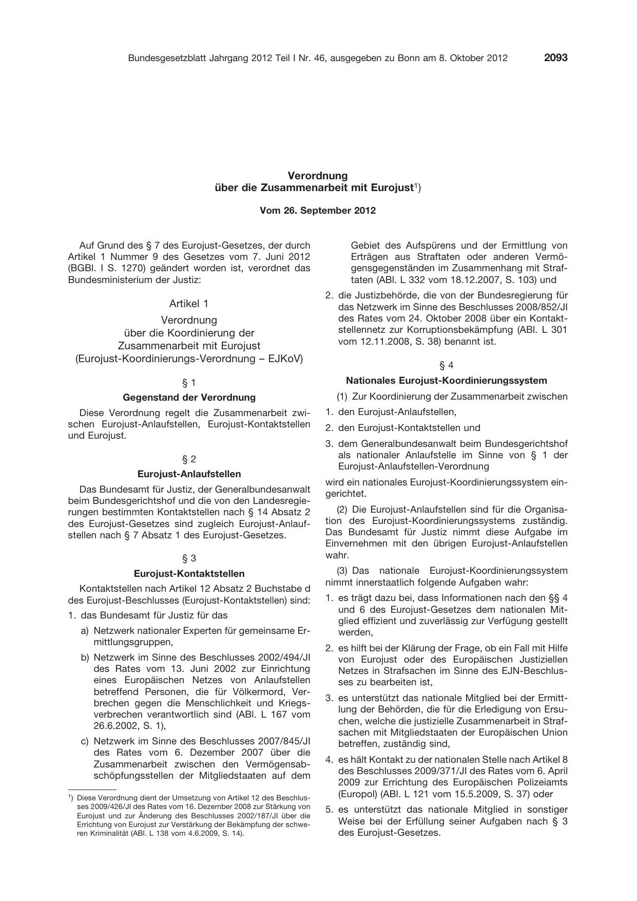 BGBl. 2012, Seite 2093 — Originalseite als Abbildung