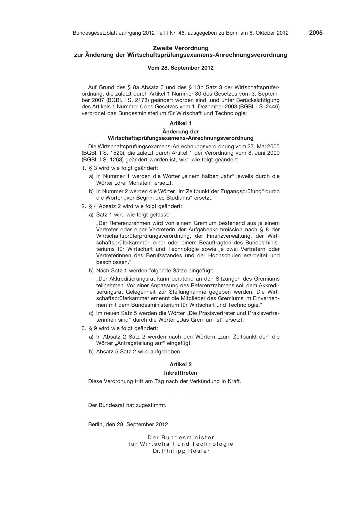 BGBl. 2012, Seite 2095 — Originalseite als Abbildung