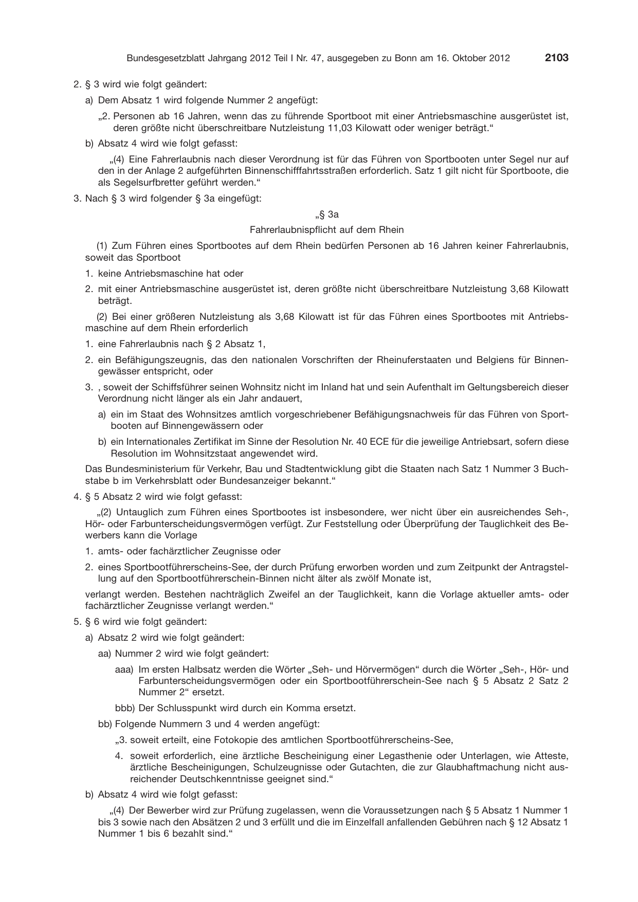 BGBl. 2012, Seite 2103 — Originalseite als Abbildung