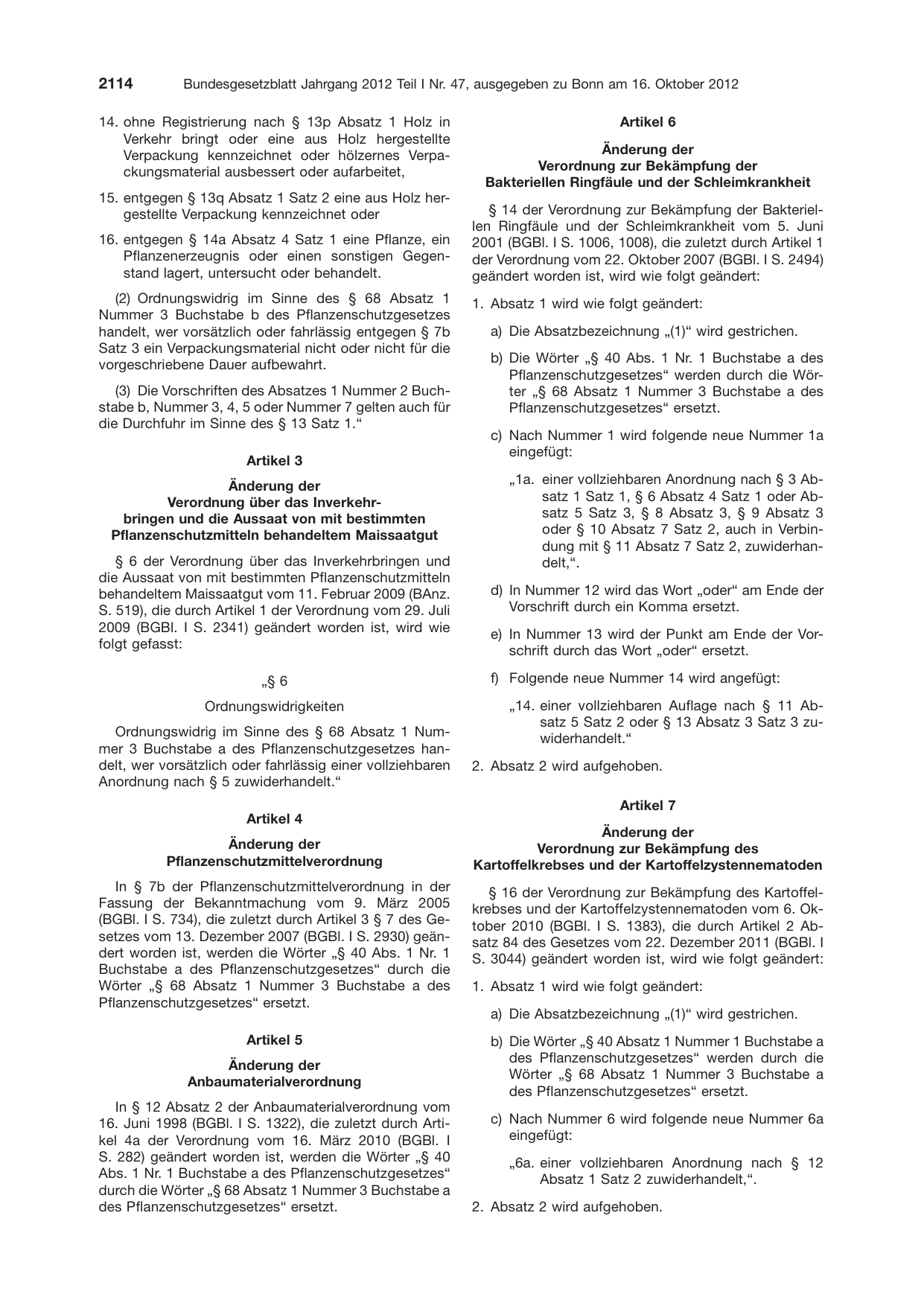 BGBl. 2012, Seite 2114 — Originalseite als Abbildung