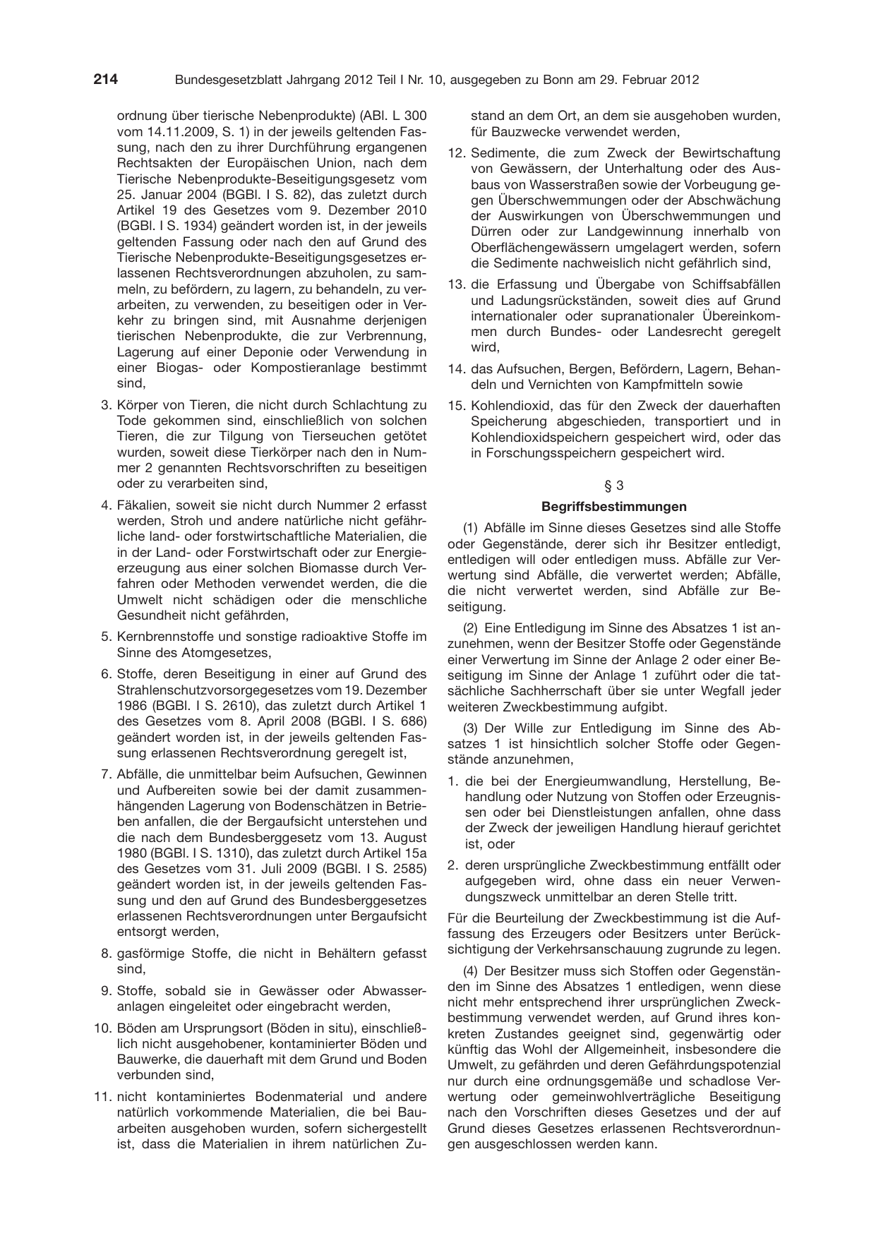 BGBl. 2012, Seite 214 — Originalseite als Abbildung