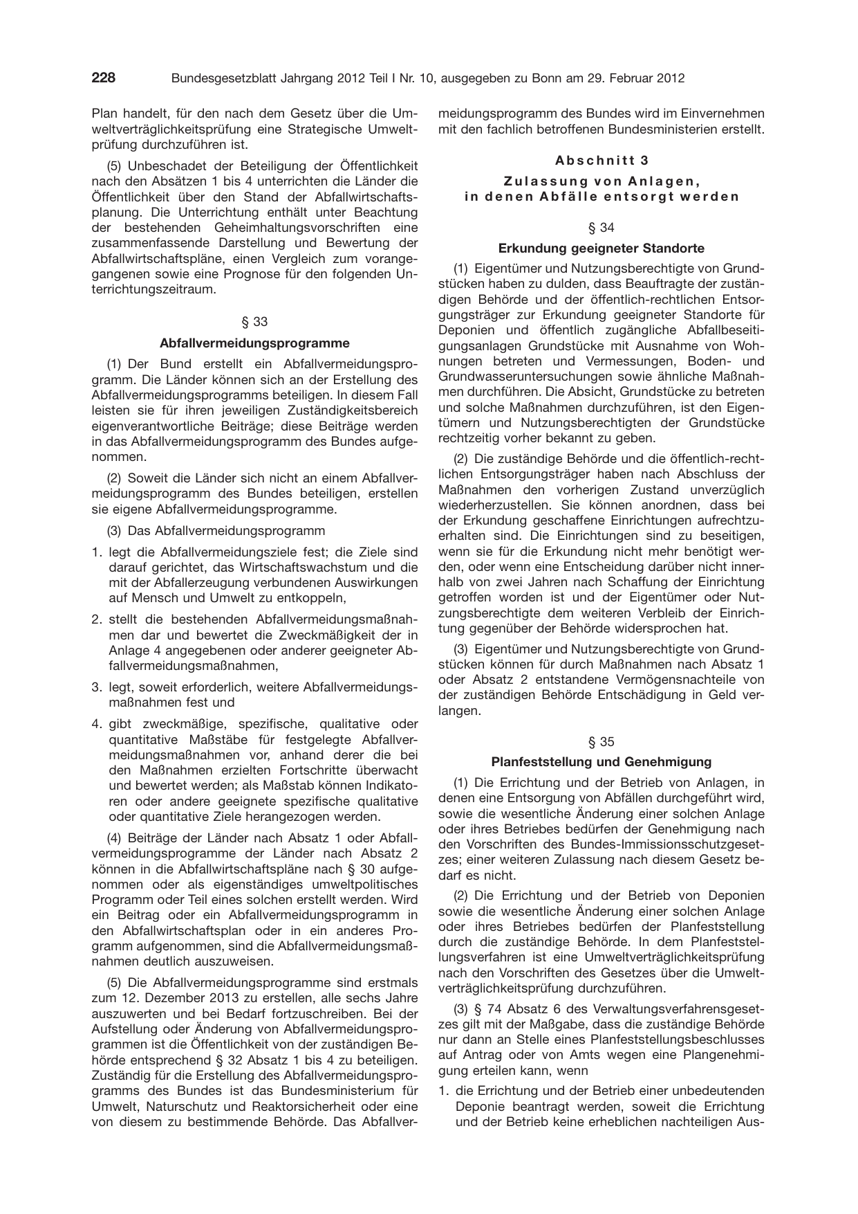 BGBl. 2012, Seite 228 — Originalseite als Abbildung