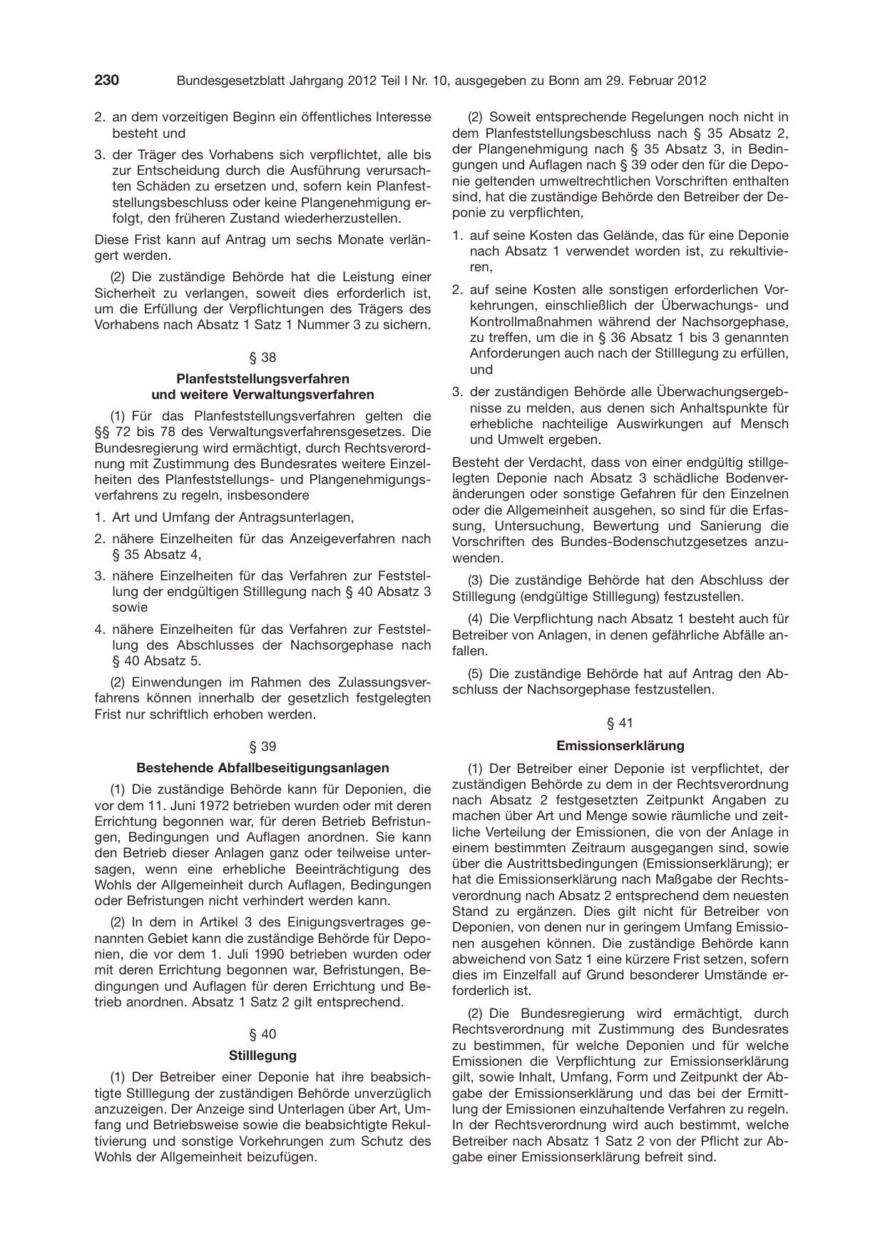 BGBl. 2012, Seite 230 — Originalseite als Abbildung