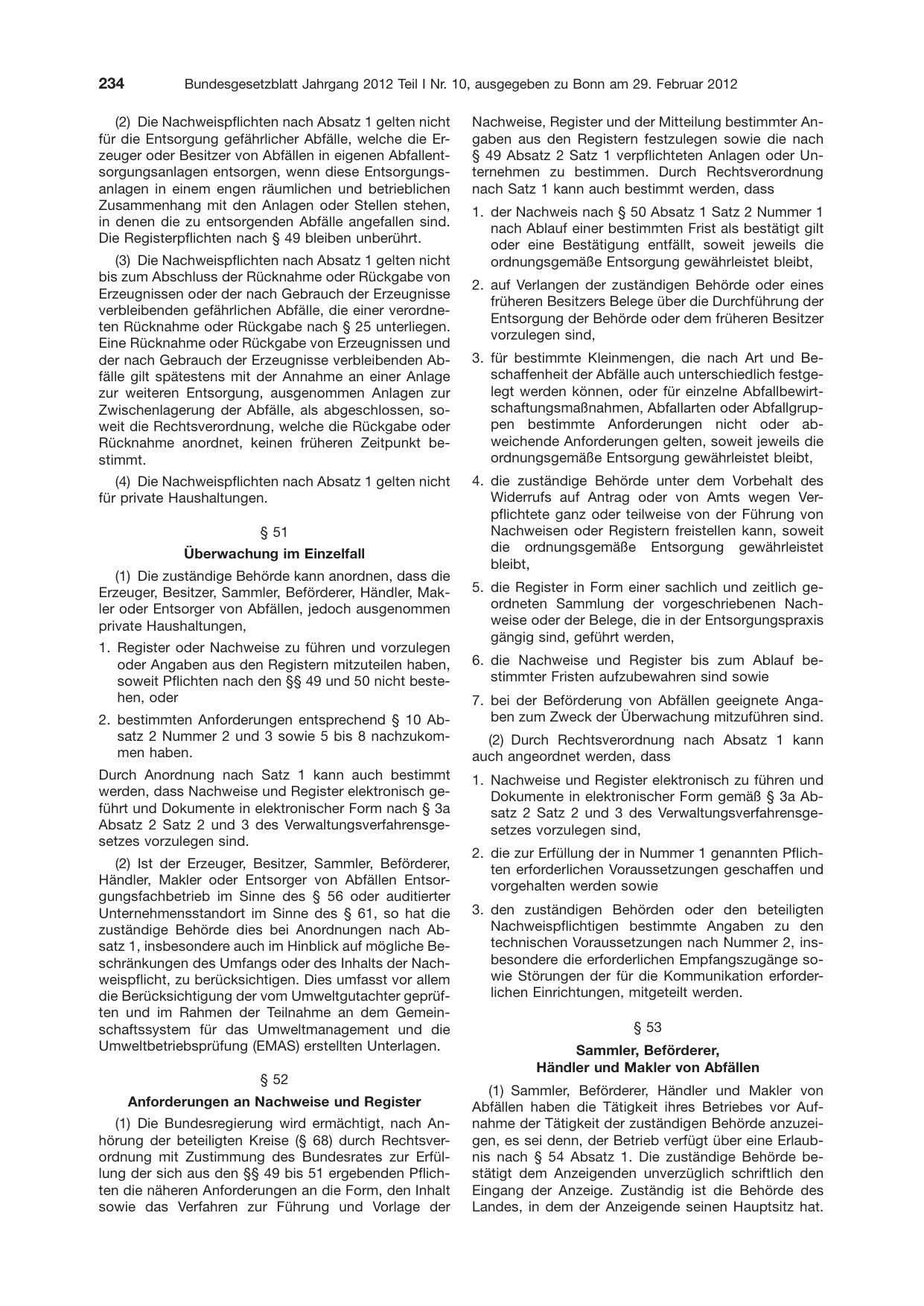 BGBl. 2012, Seite 234 — Originalseite als Abbildung