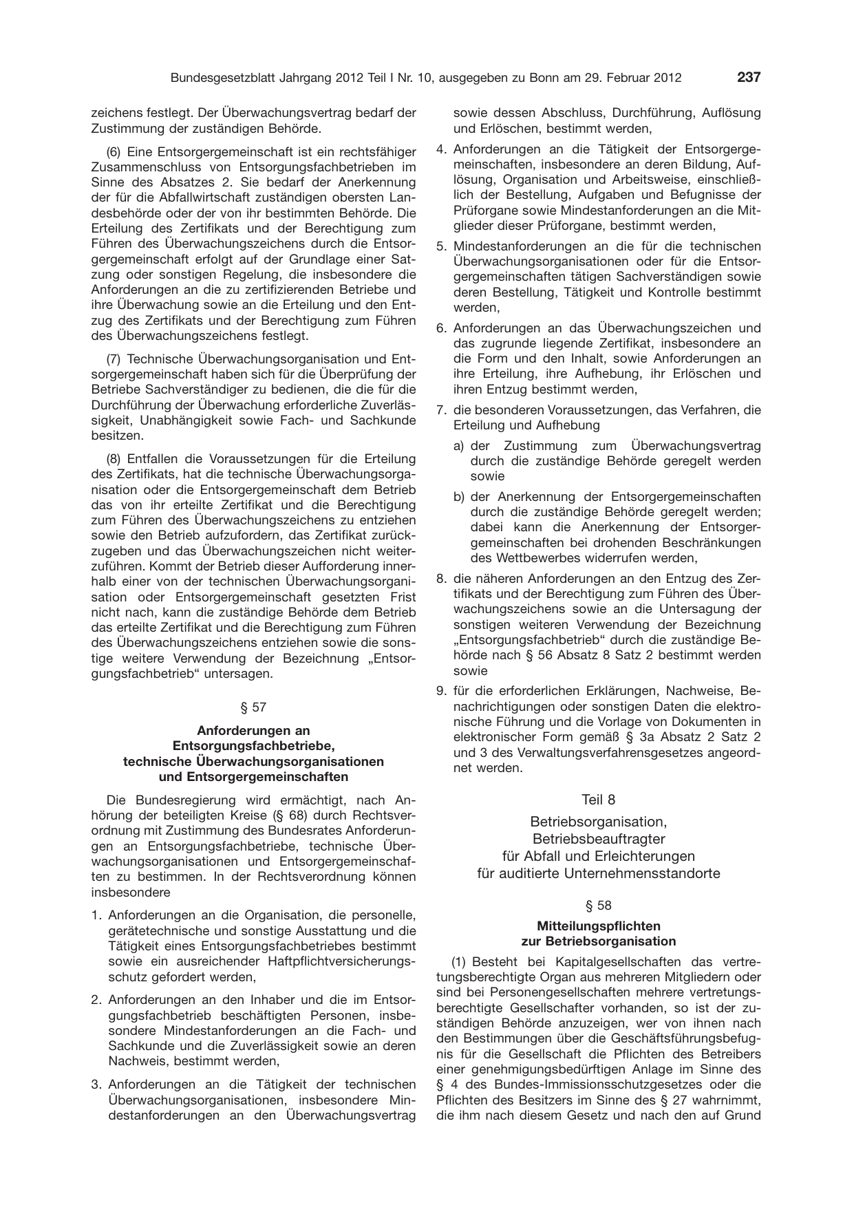 BGBl. 2012, Seite 237 — Originalseite als Abbildung
