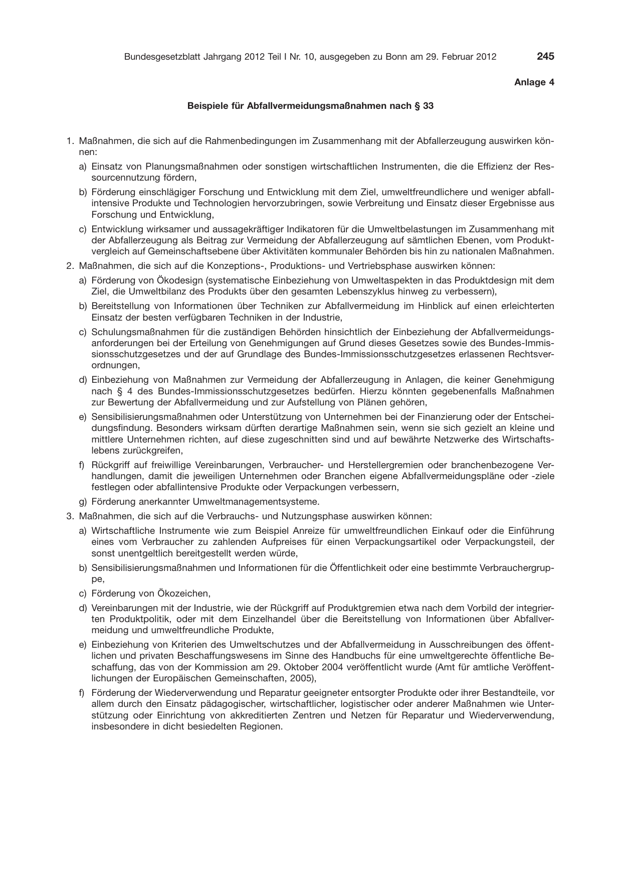 BGBl. 2012, Seite 245 — Originalseite als Abbildung