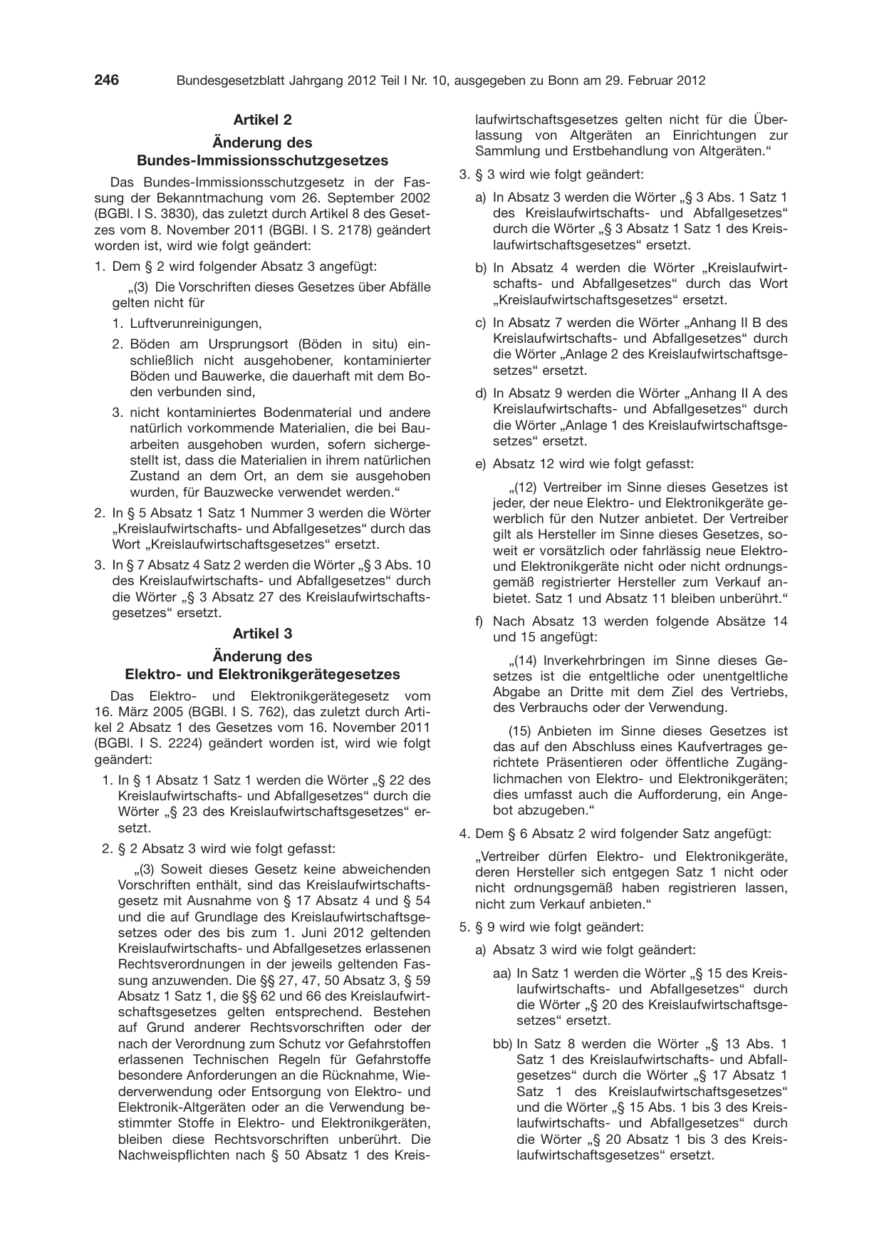 BGBl. 2012, Seite 246 — Originalseite als Abbildung