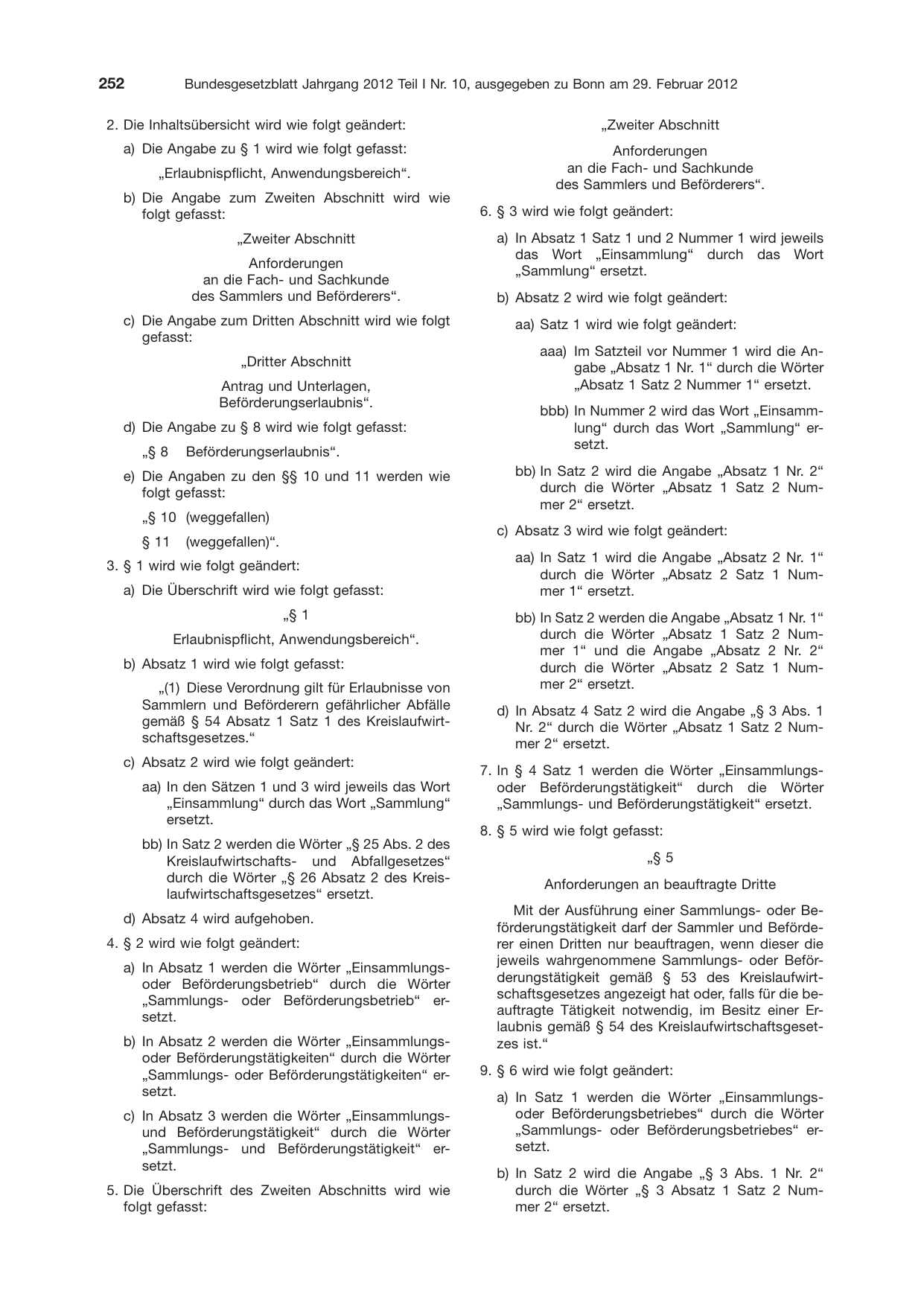 BGBl. 2012, Seite 252 — Originalseite als Abbildung