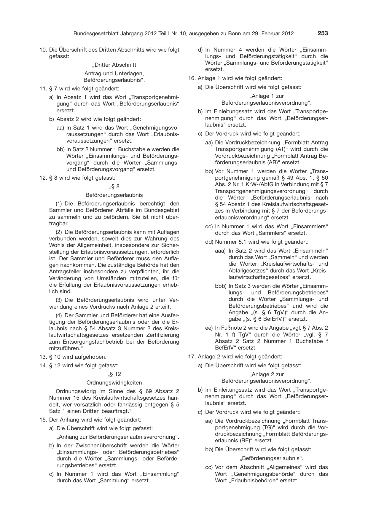 BGBl. 2012, Seite 253 — Originalseite als Abbildung