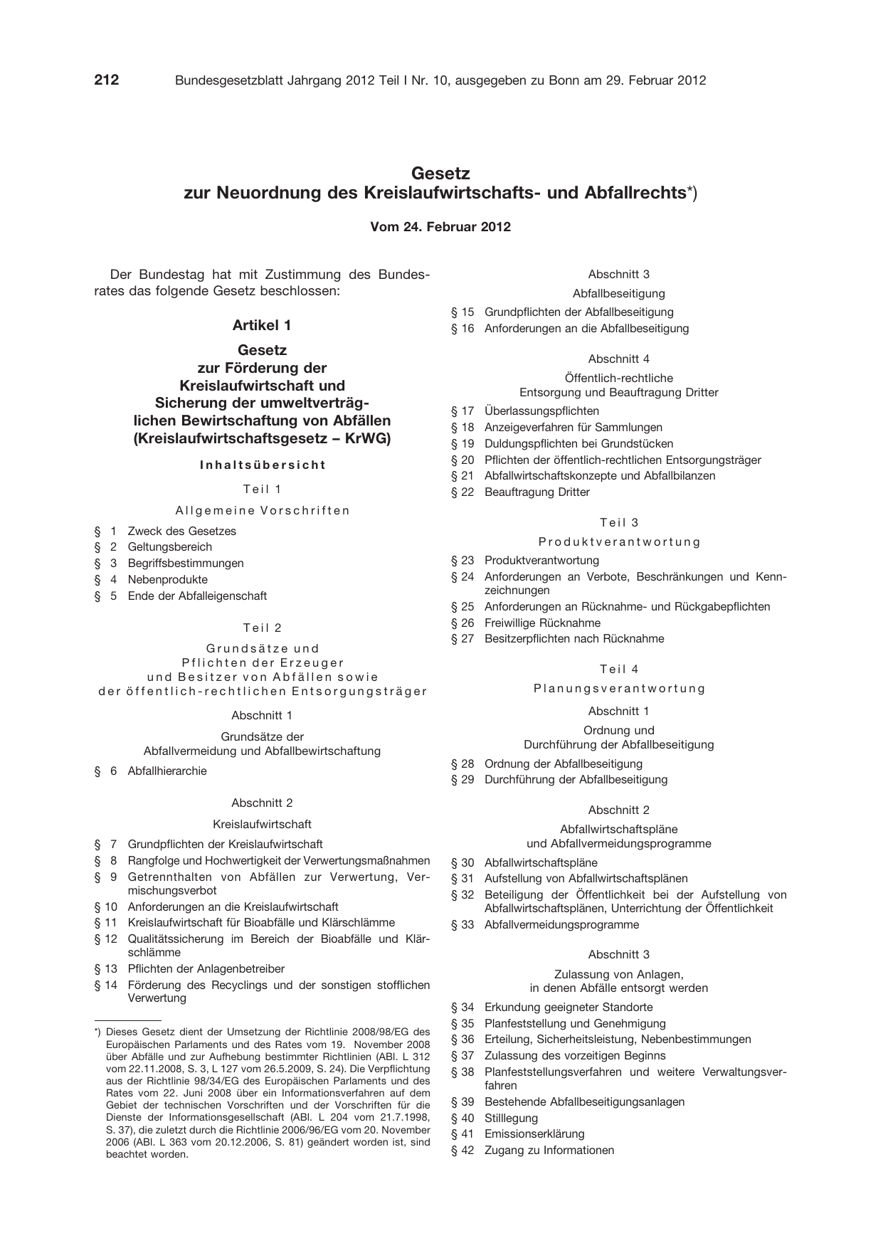 BGBl. 2012, Seite 212 — Originalseite als Abbildung