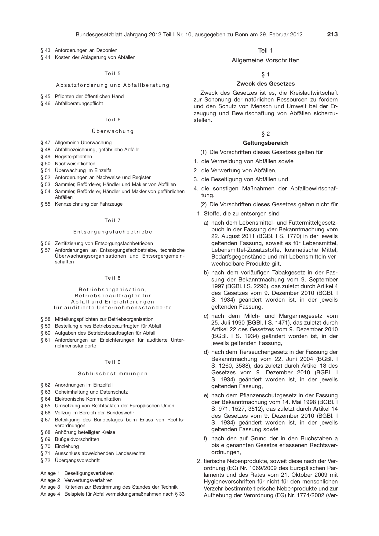 BGBl. 2012, Seite 213 — Originalseite als Abbildung