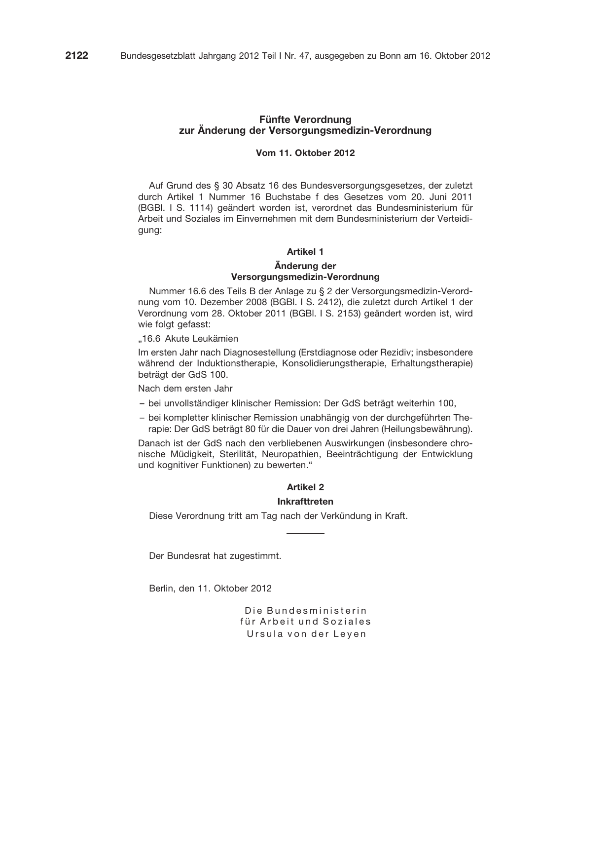 BGBl. 2012, Seite 2122 — Originalseite als Abbildung