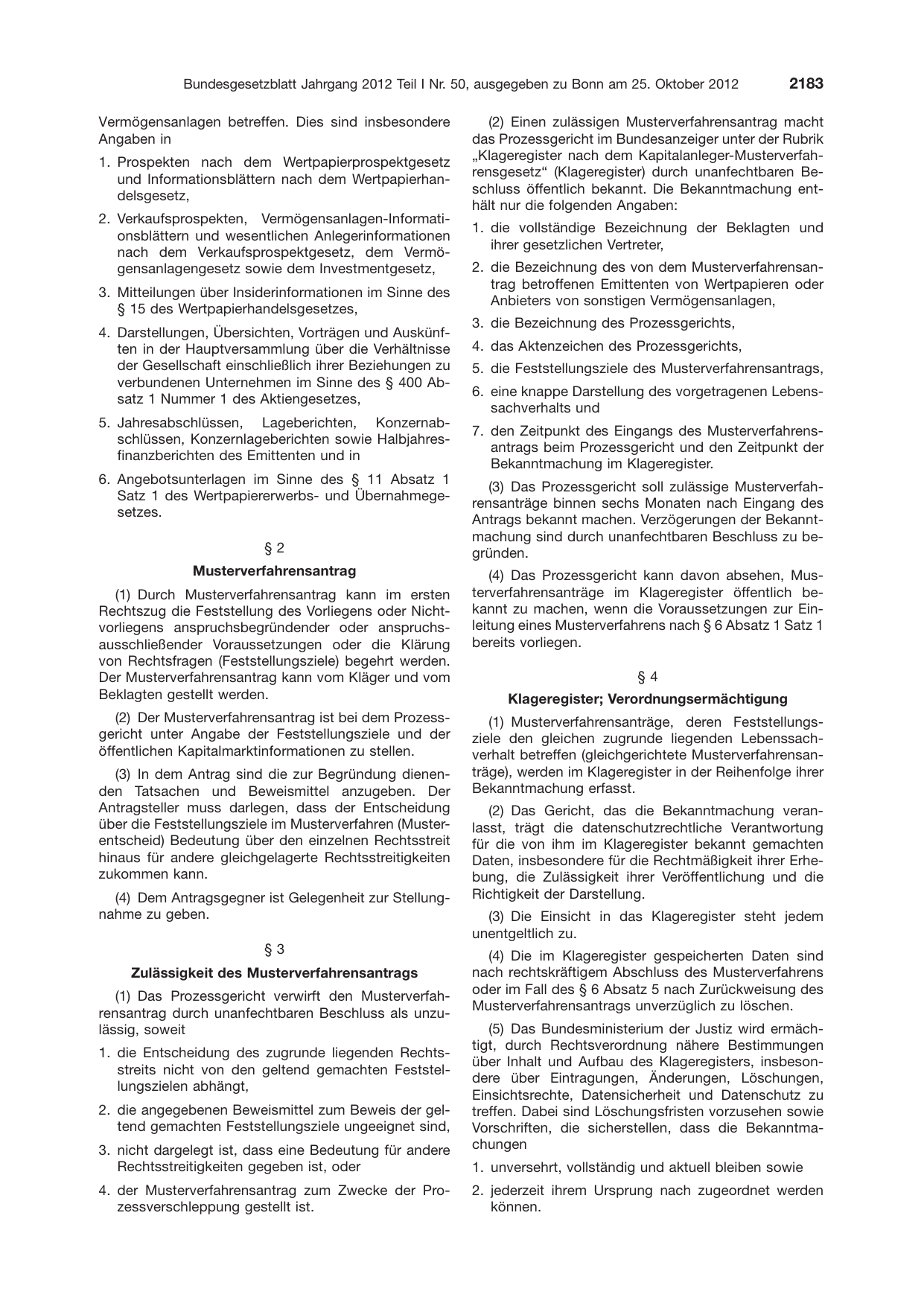 BGBl. 2012, Seite 2183 — Originalseite als Abbildung