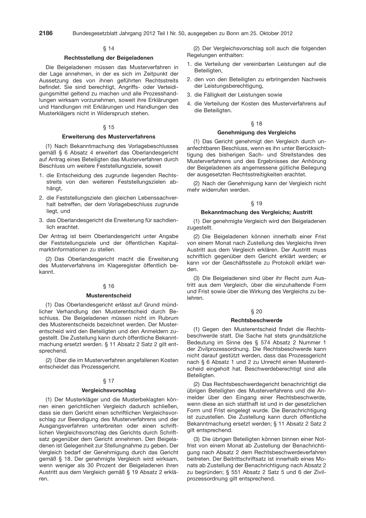 BGBl. 2012, Seite 2186 — Originalseite als Abbildung