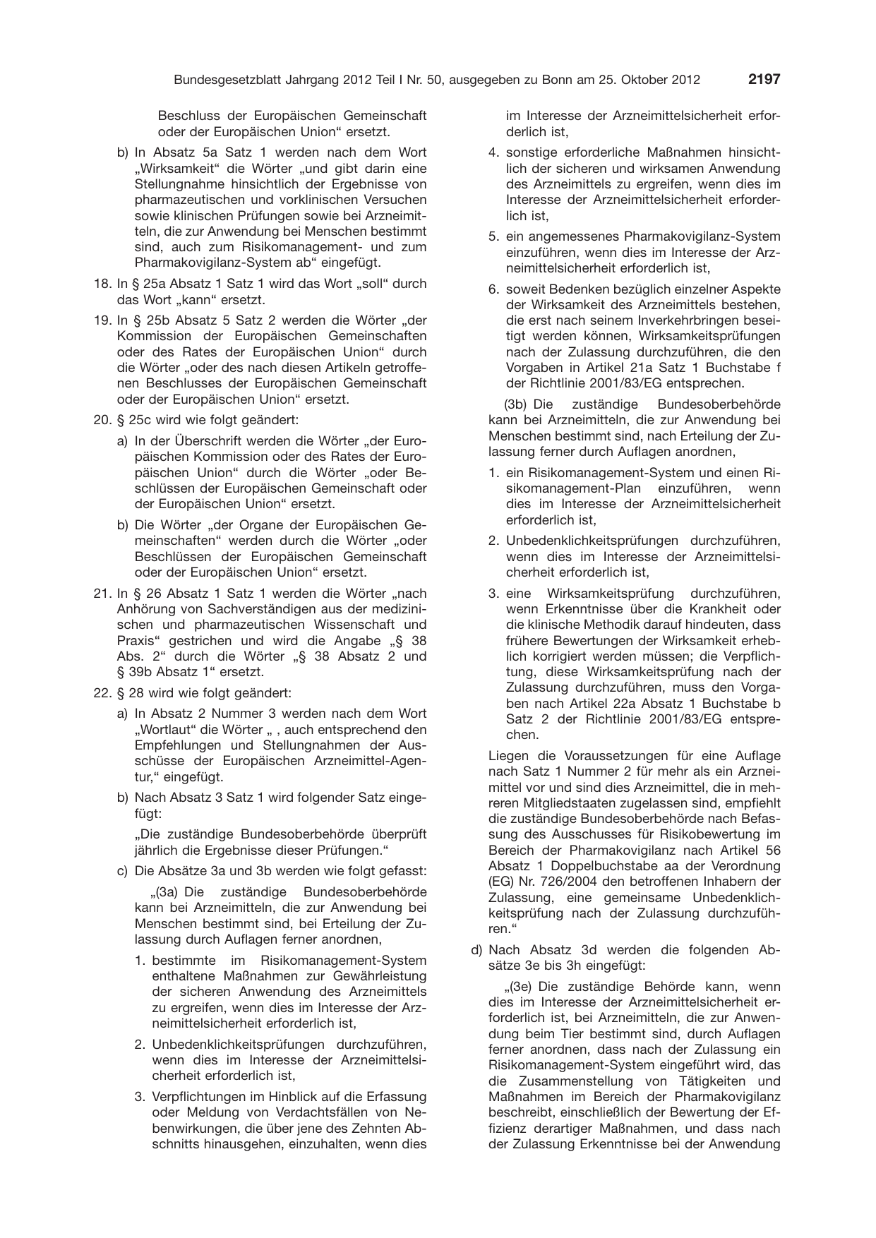 BGBl. 2012, Seite 2197 — Originalseite als Abbildung