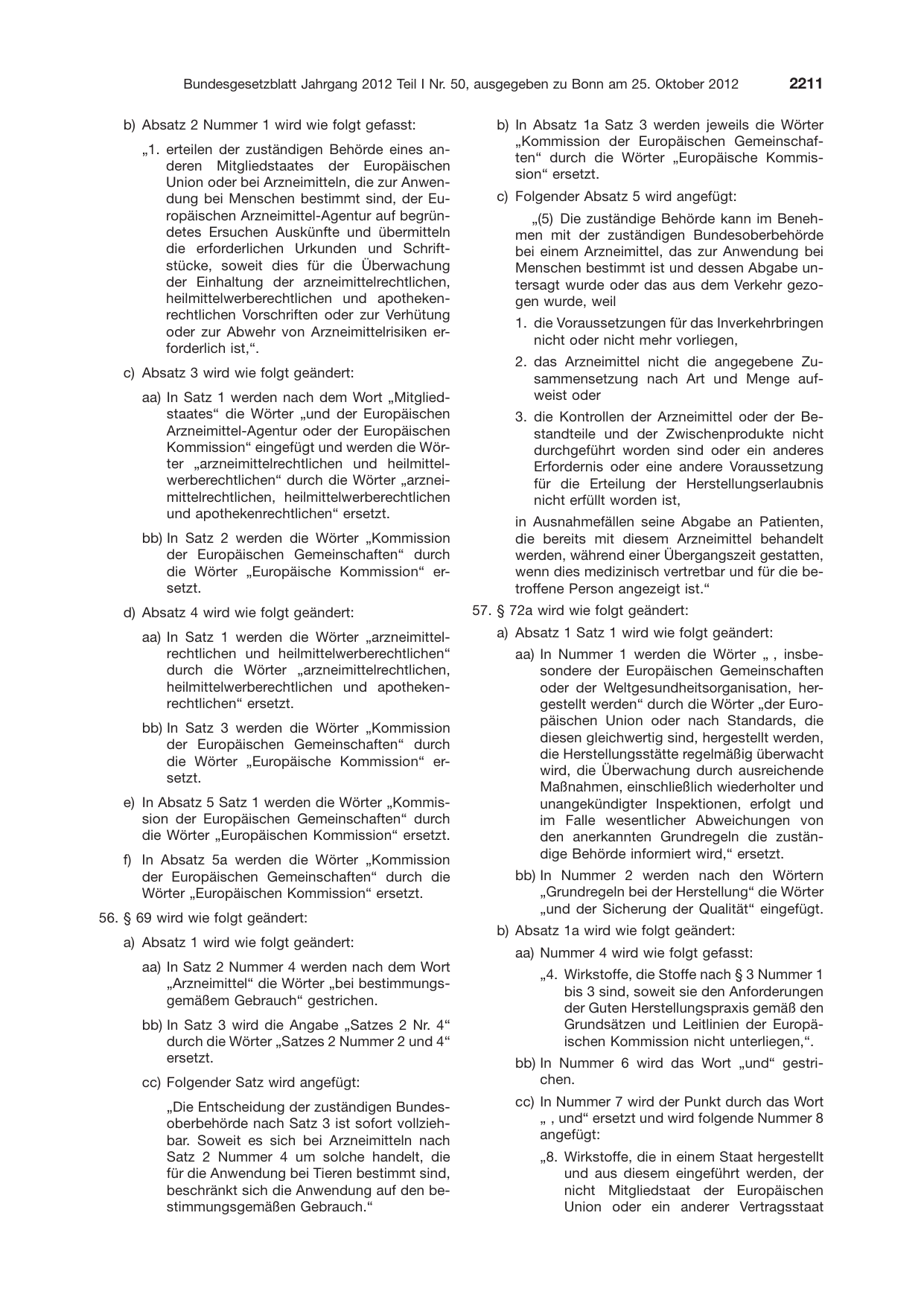 BGBl. 2012, Seite 2211 — Originalseite als Abbildung