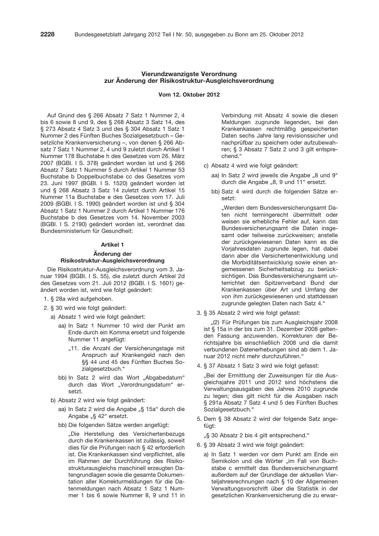 BGBl. 2012, Seite 2228 — Originalseite als Abbildung