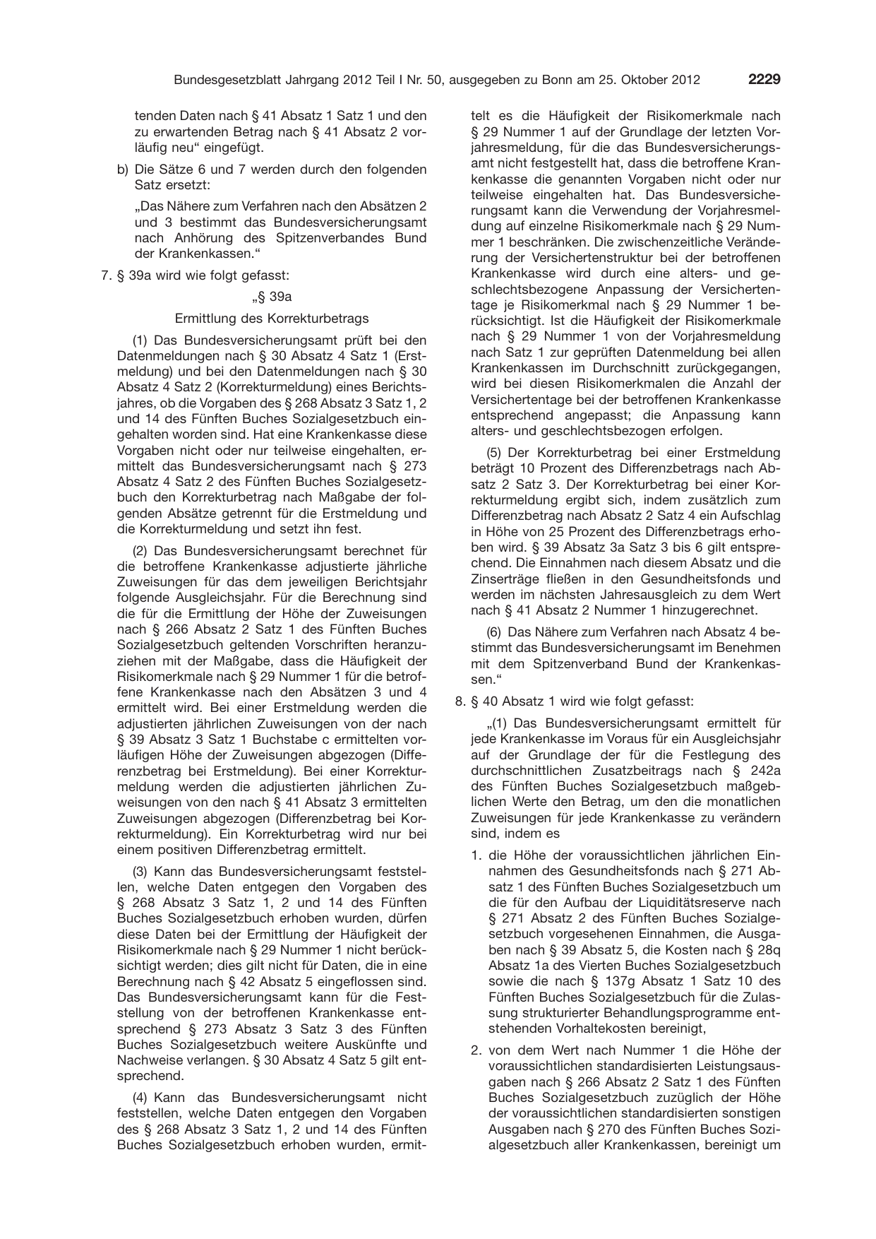 BGBl. 2012, Seite 2229 — Originalseite als Abbildung