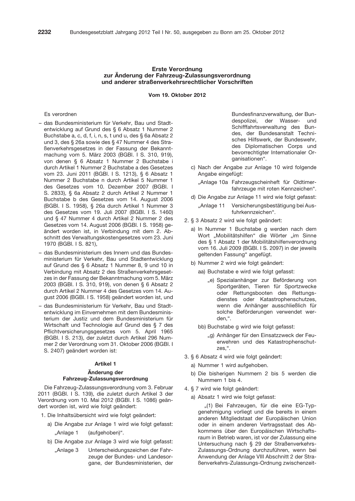 BGBl. 2012, Seite 2232 — Originalseite als Abbildung