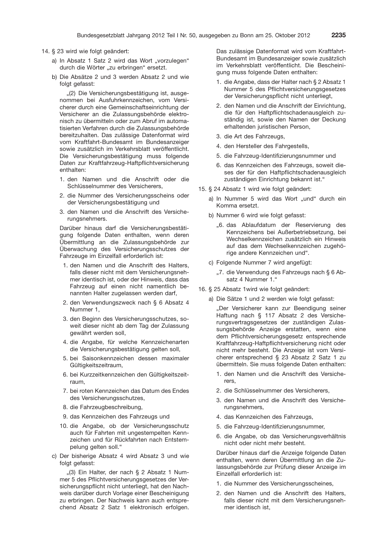 BGBl. 2012, Seite 2235 — Originalseite als Abbildung