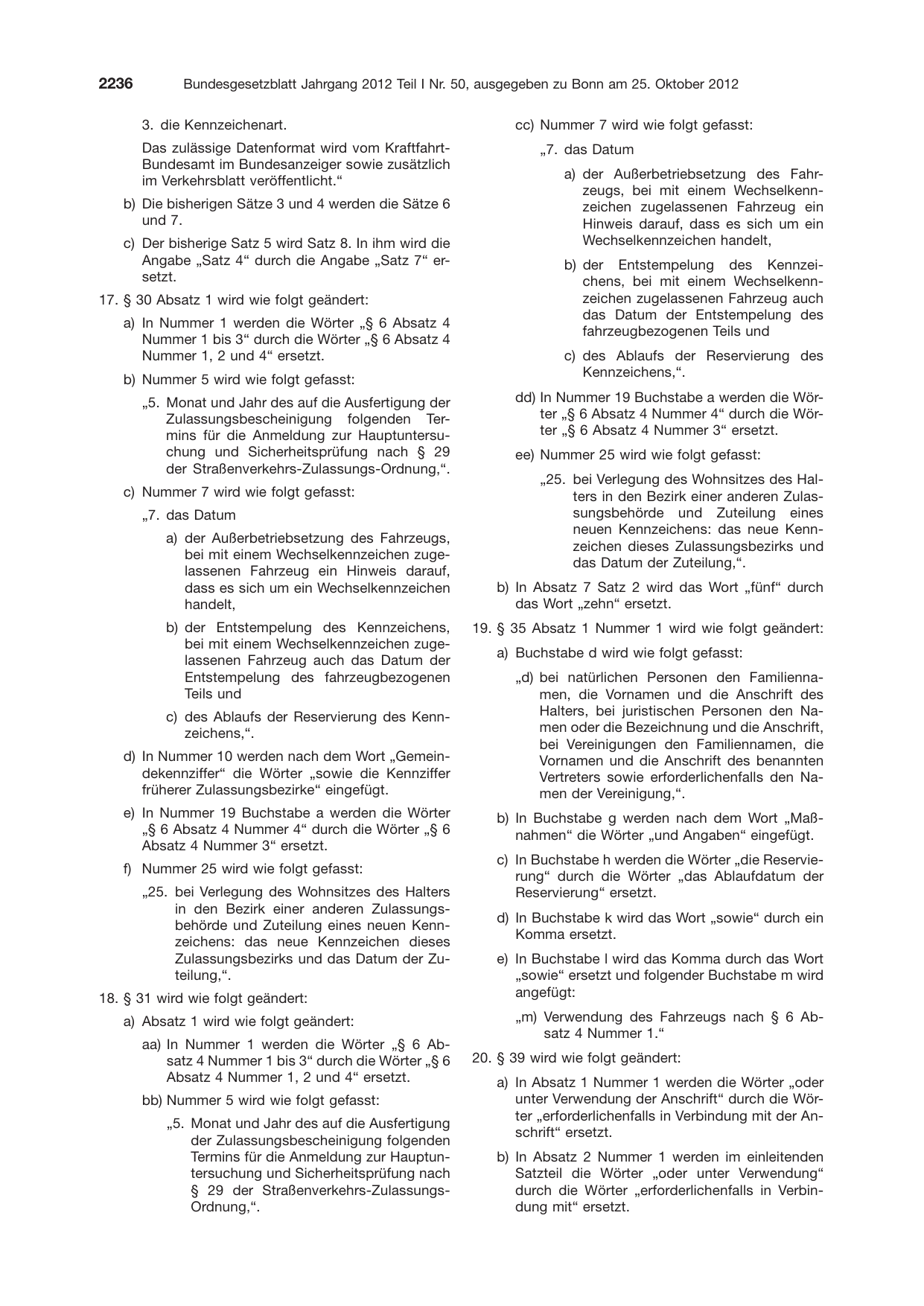 BGBl. 2012, Seite 2236 — Originalseite als Abbildung