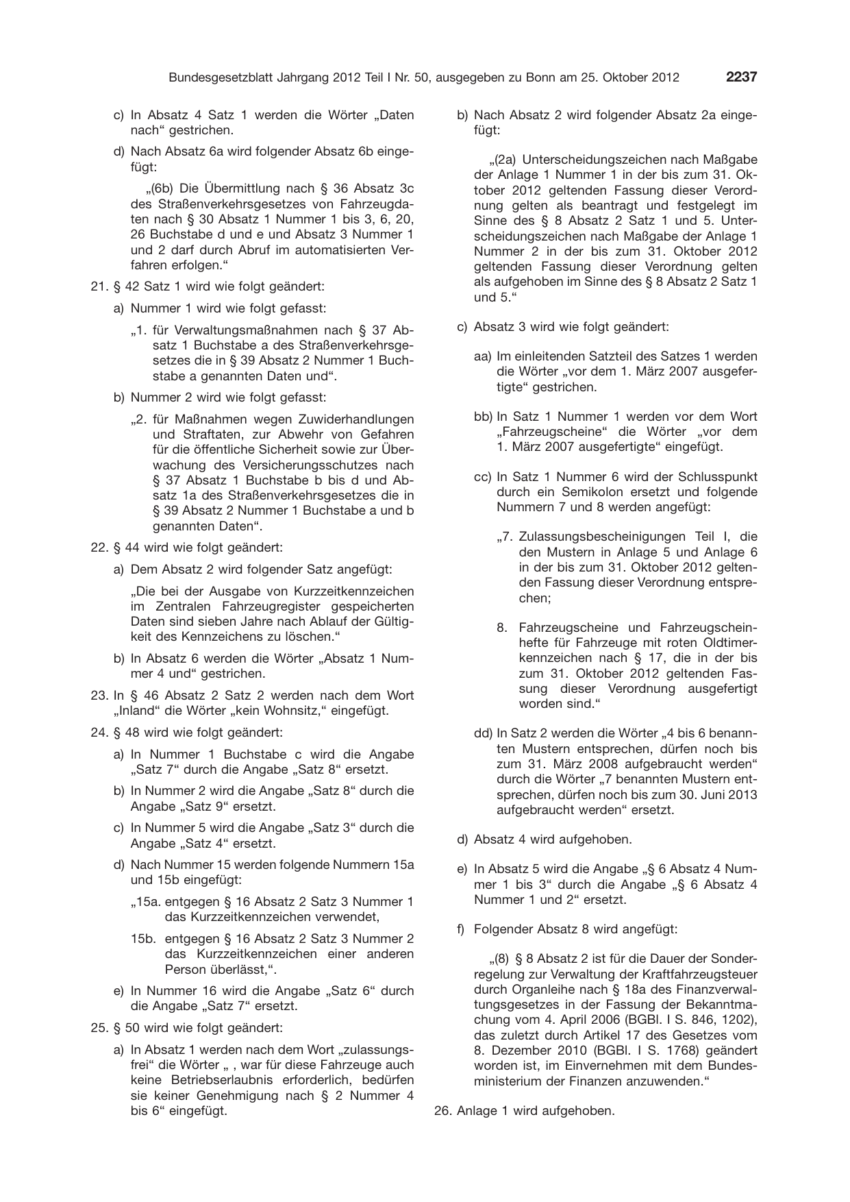 BGBl. 2012, Seite 2237 — Originalseite als Abbildung