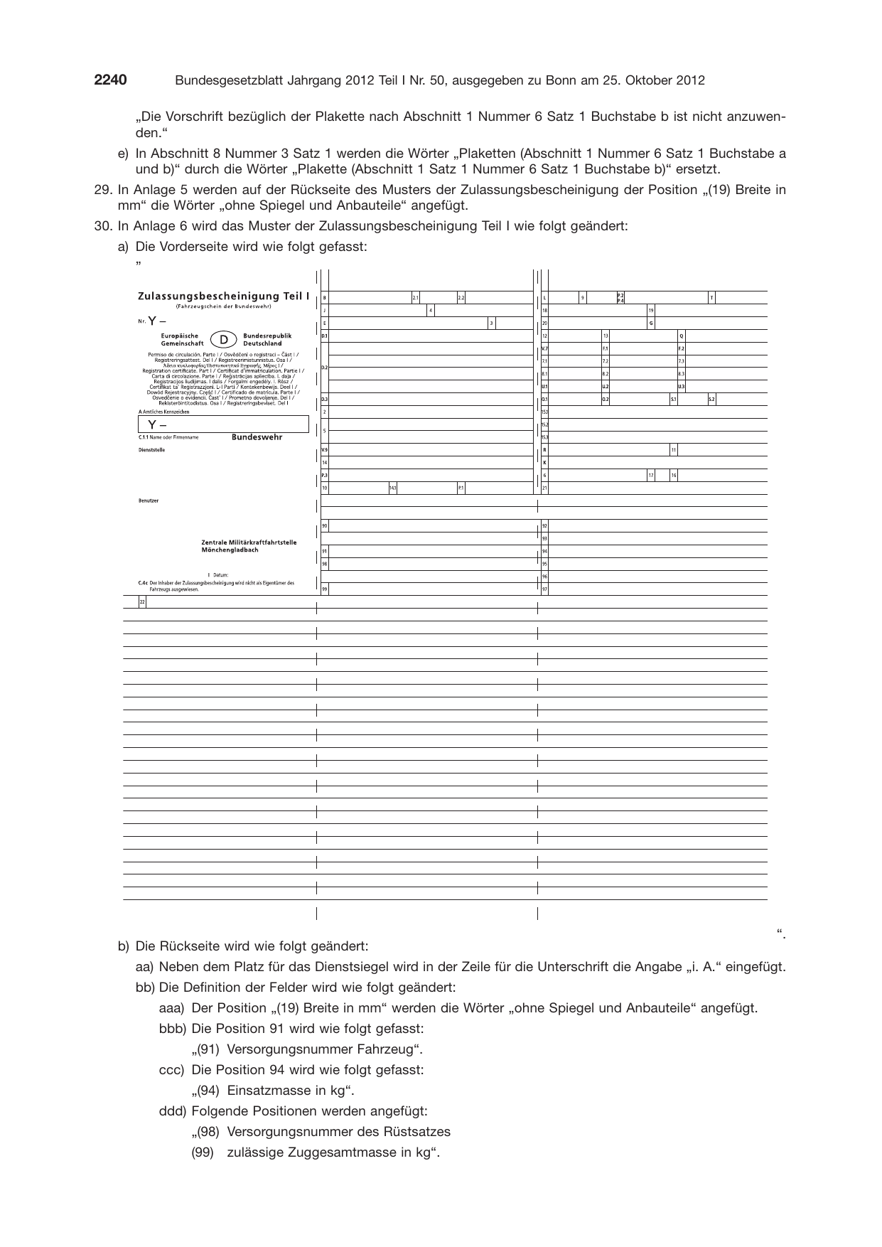 BGBl. 2012, Seite 2240 — Originalseite als Abbildung