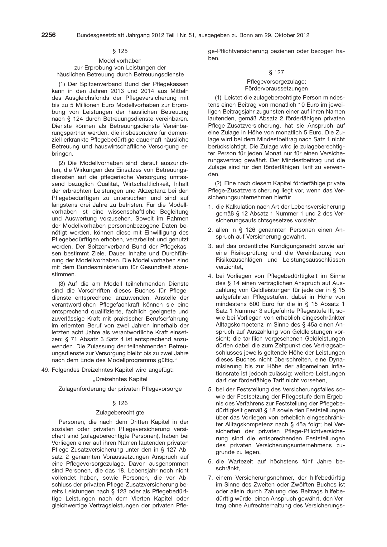BGBl. 2012, Seite 2256 — Originalseite als Abbildung