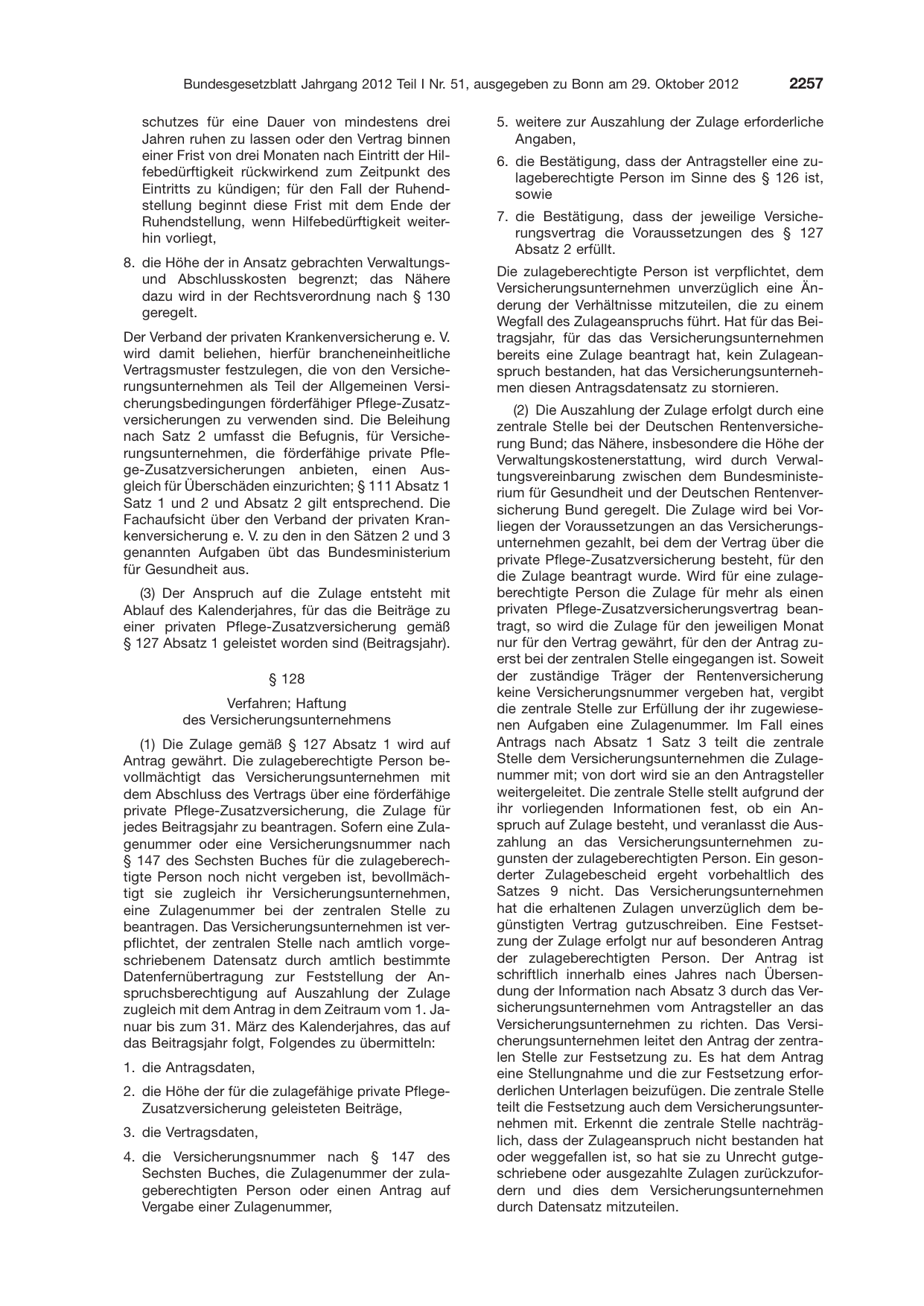 BGBl. 2012, Seite 2257 — Originalseite als Abbildung
