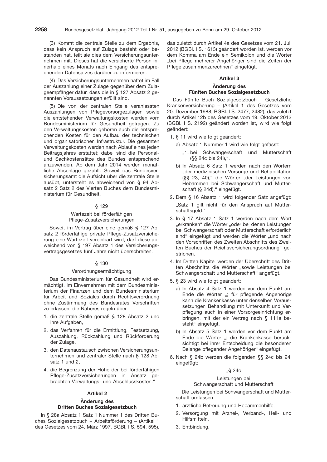 BGBl. 2012, Seite 2258 — Originalseite als Abbildung