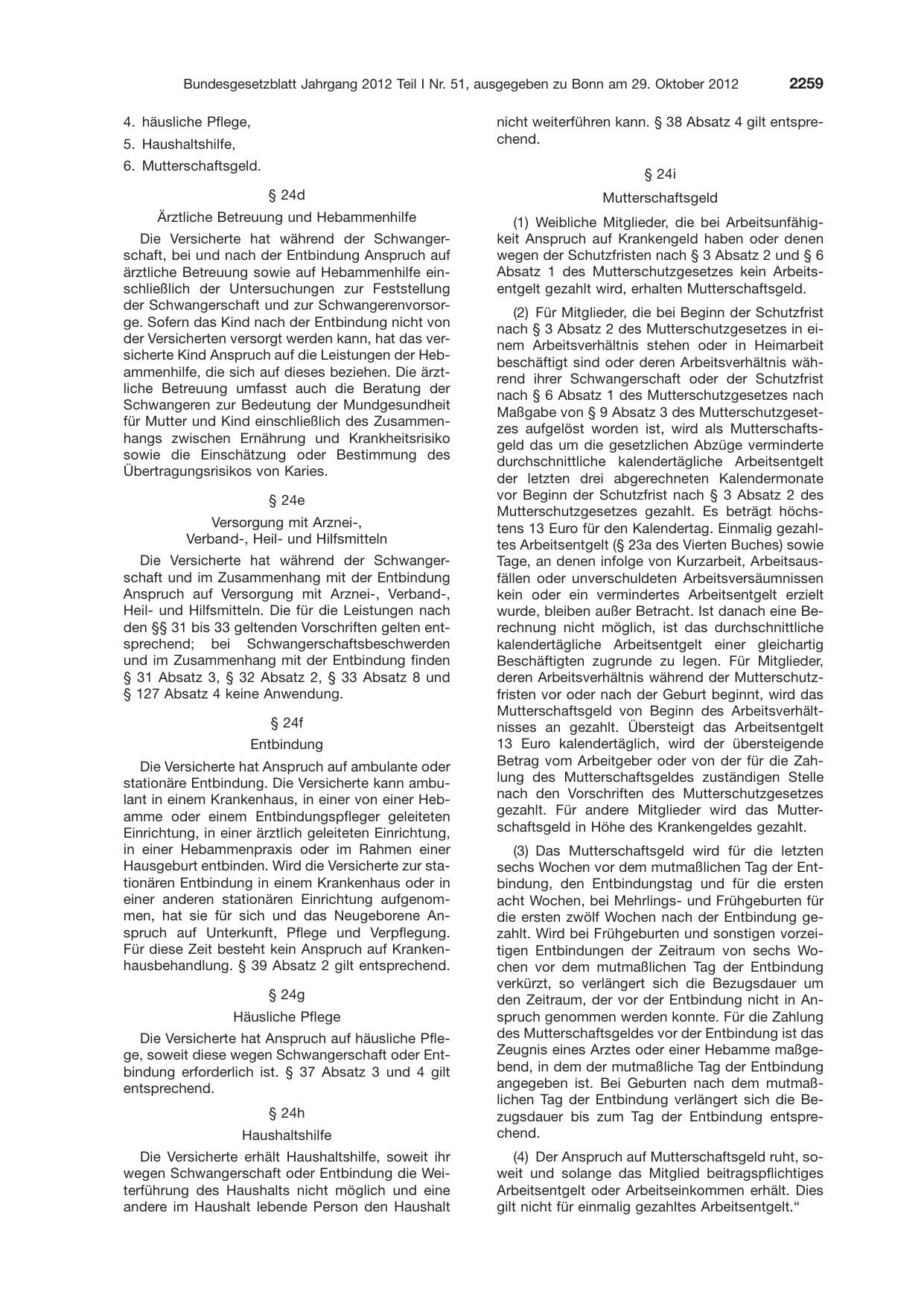 BGBl. 2012, Seite 2259 — Originalseite als Abbildung