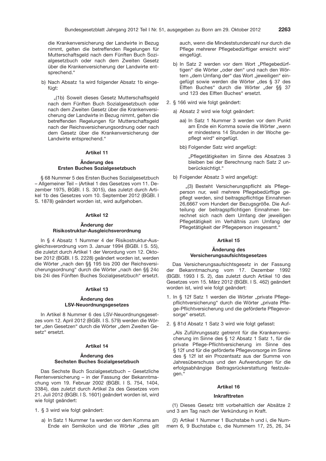 BGBl. 2012, Seite 2263 — Originalseite als Abbildung