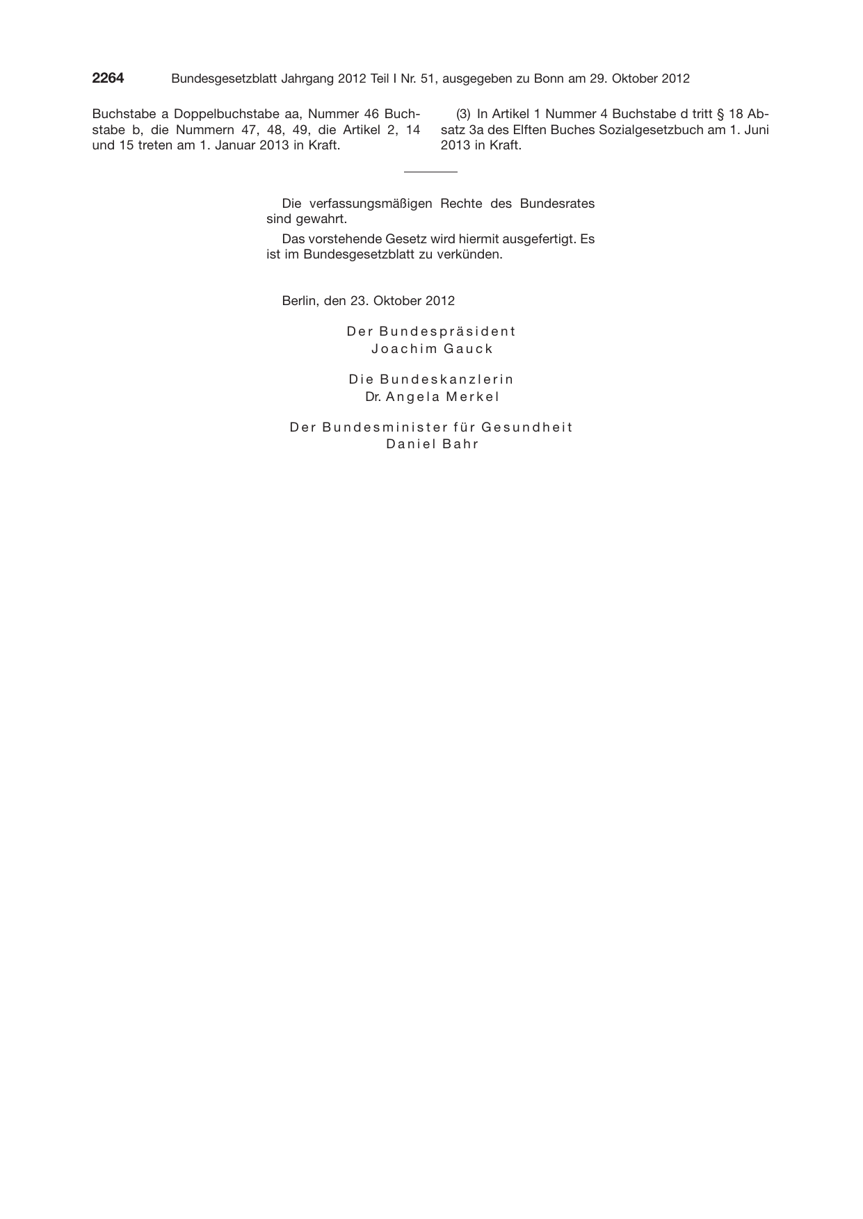 BGBl. 2012, Seite 2264 — Originalseite als Abbildung