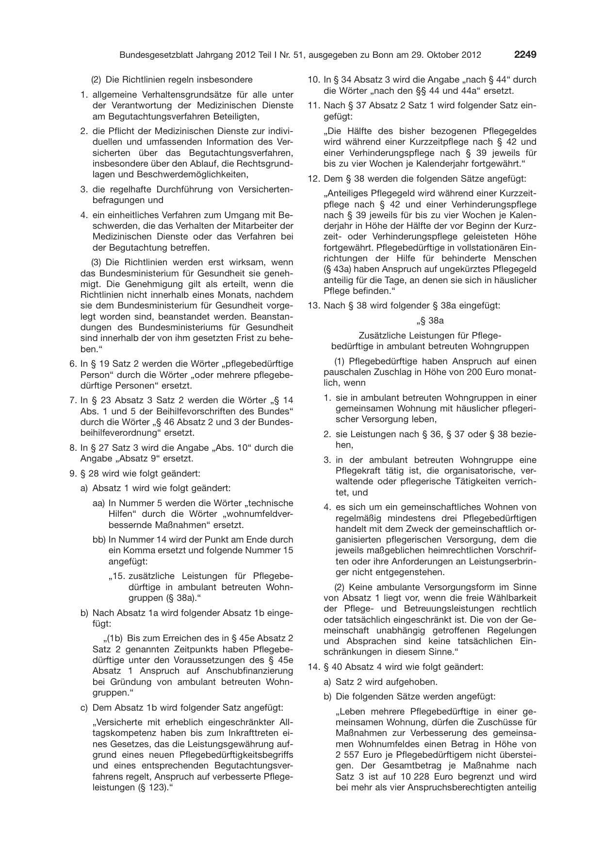 BGBl. 2012, Seite 2249 — Originalseite als Abbildung