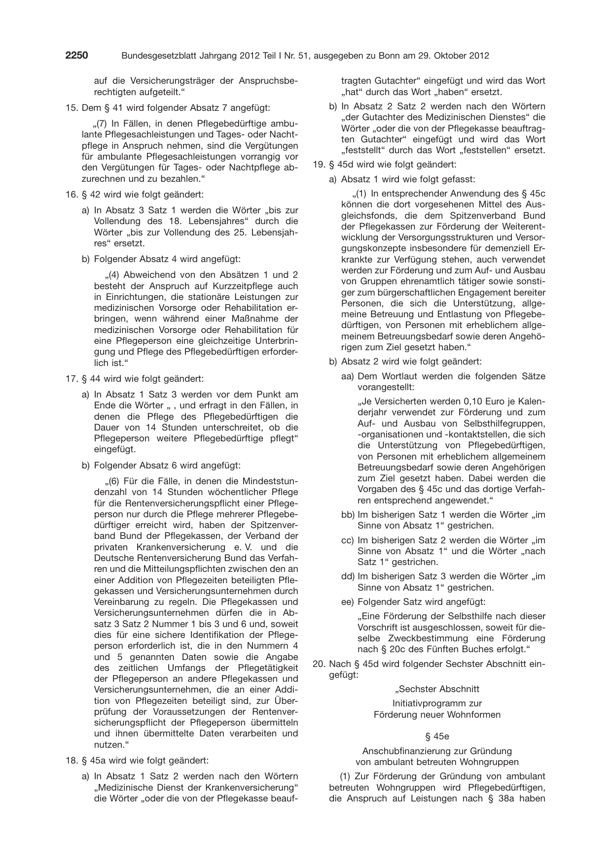 BGBl. 2012, Seite 2250 — Originalseite als Abbildung