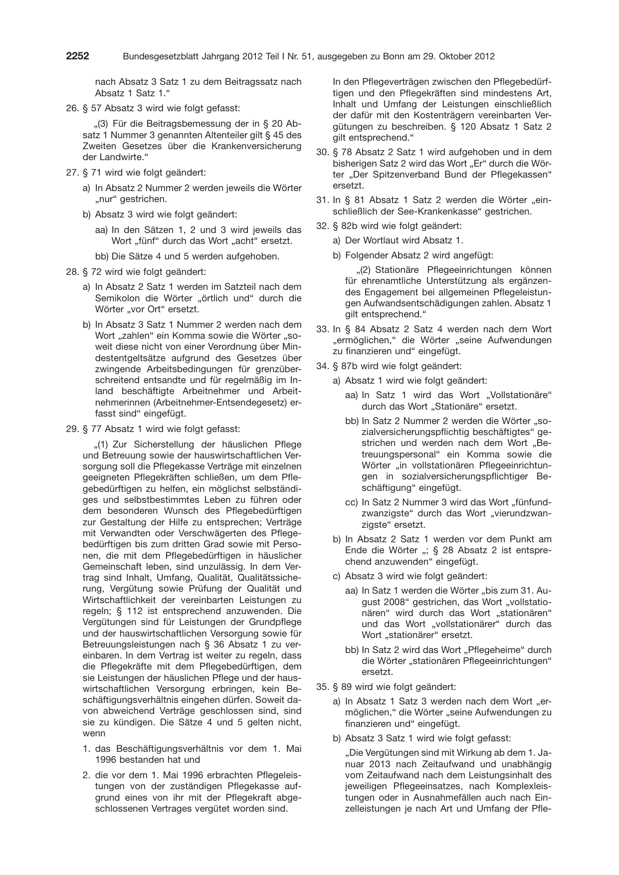 BGBl. 2012, Seite 2252 — Originalseite als Abbildung
