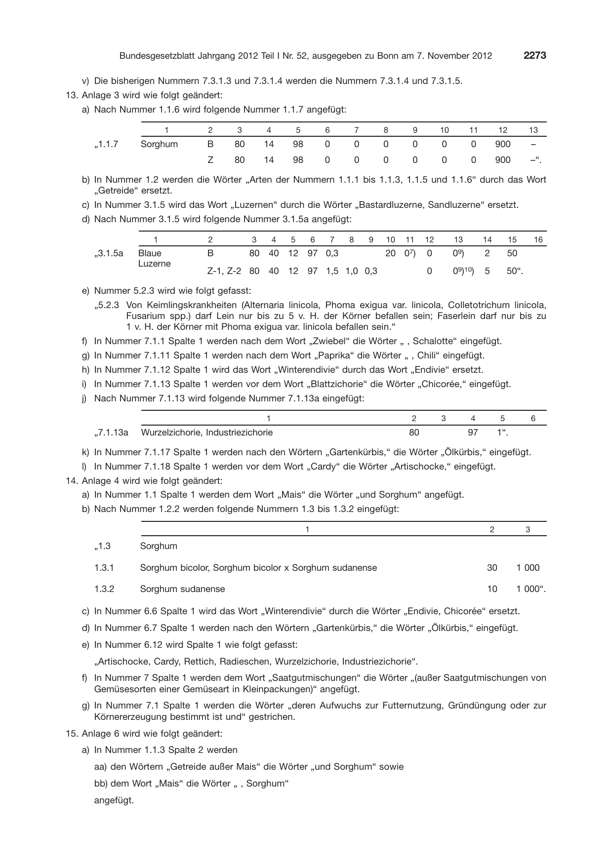 BGBl. 2012, Seite 2273 — Originalseite als Abbildung