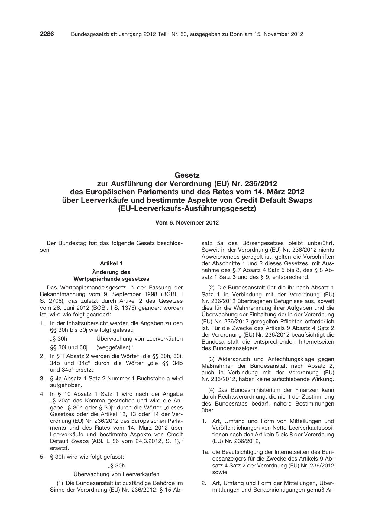 BGBl. 2012, Seite 2286 — Originalseite als Abbildung