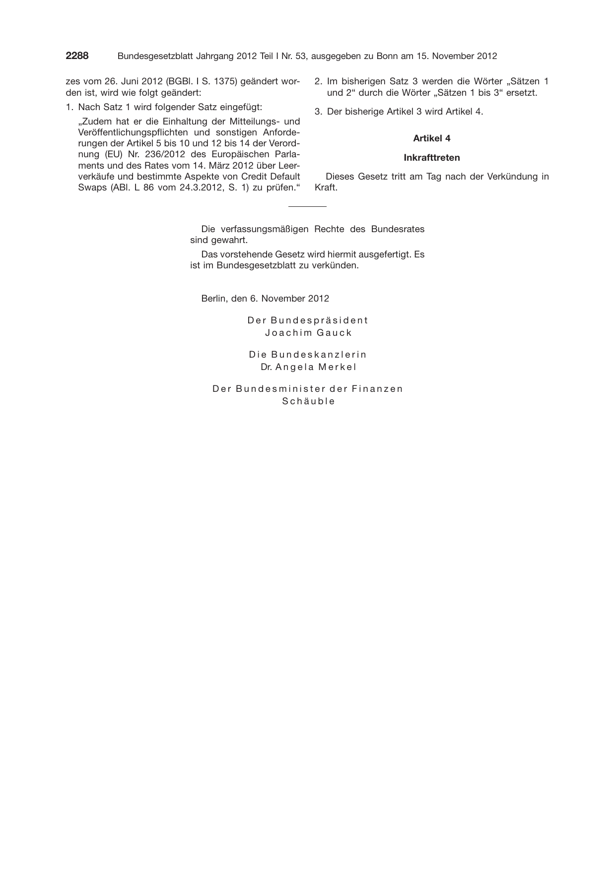 BGBl. 2012, Seite 2288 — Originalseite als Abbildung