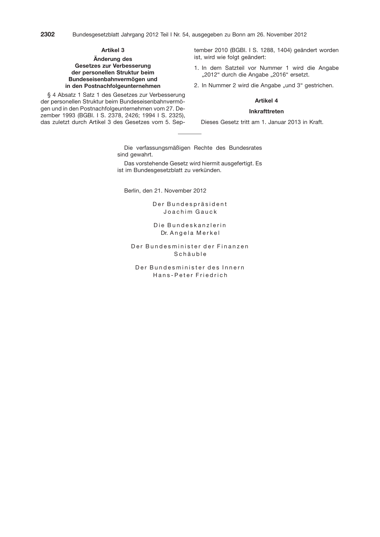 BGBl. 2012, Seite 2302 — Originalseite als Abbildung