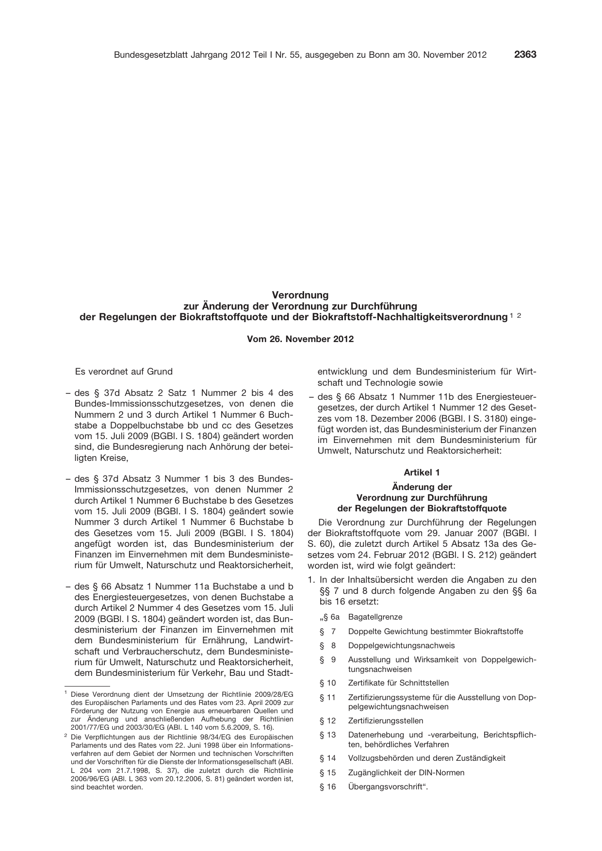 BGBl. 2012, Seite 2363 — Originalseite als Abbildung