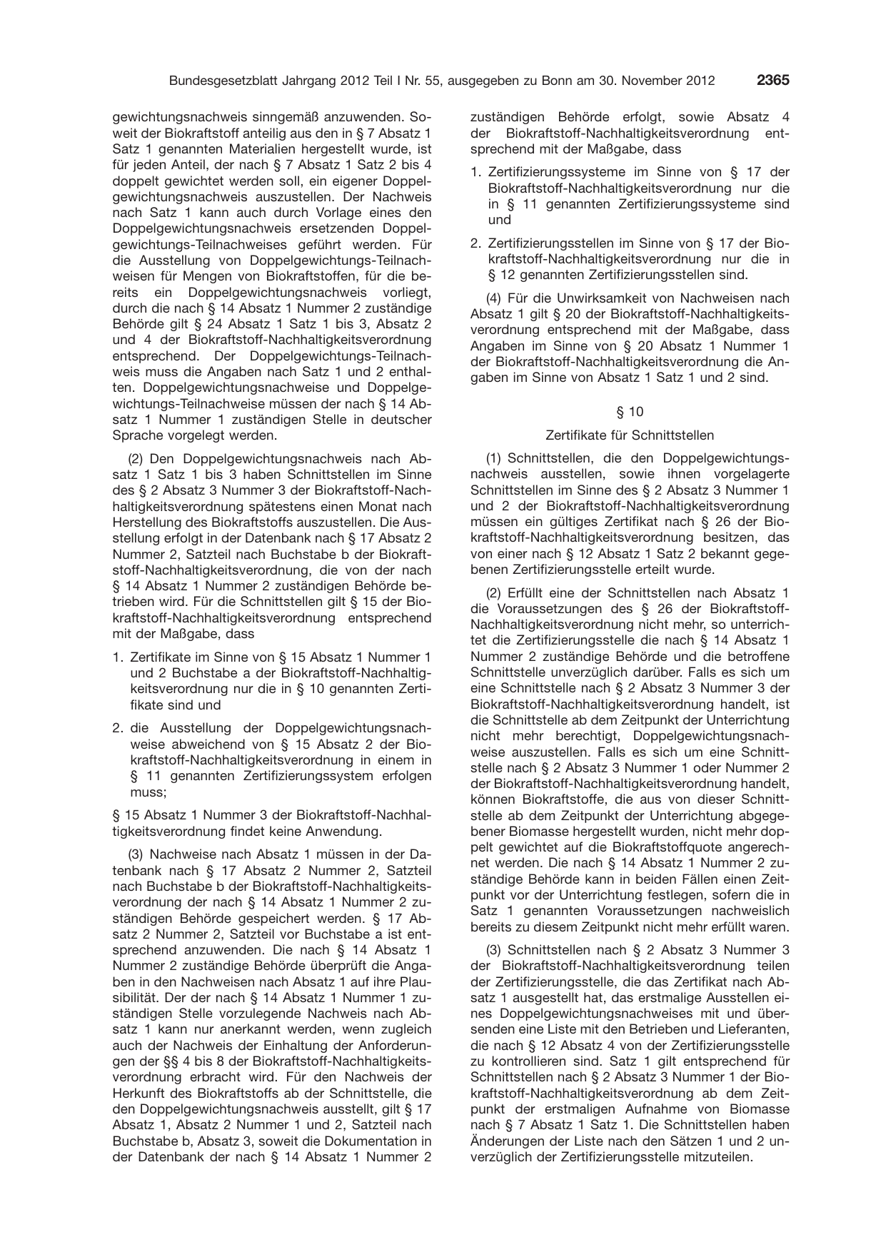 BGBl. 2012, Seite 2365 — Originalseite als Abbildung