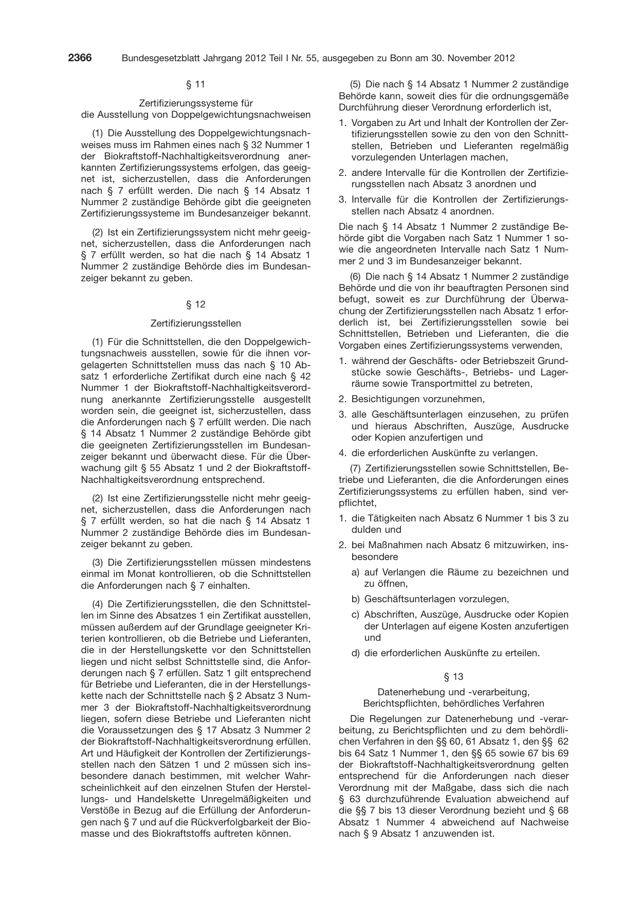 BGBl. 2012, Seite 2366 — Originalseite als Abbildung