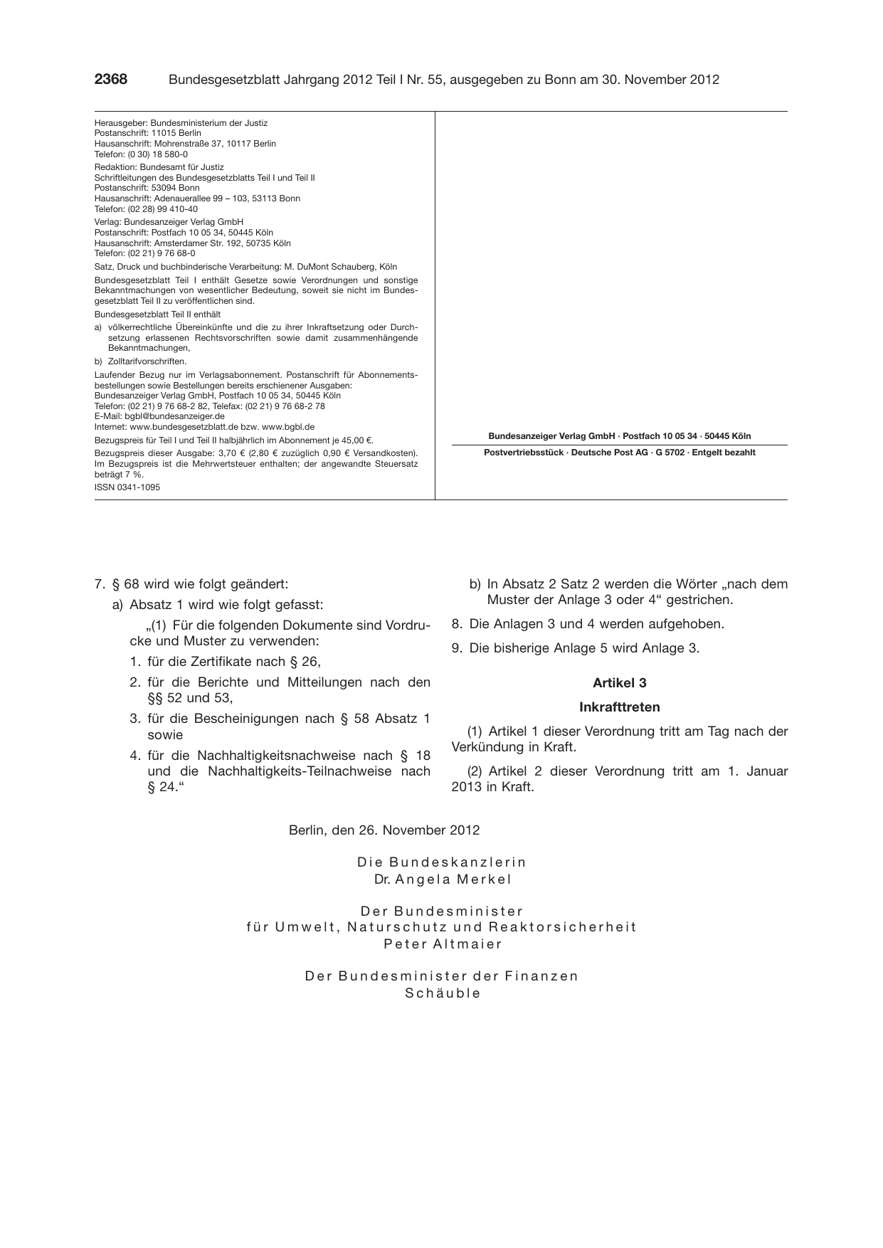 BGBl. 2012, Seite 2368 — Originalseite als Abbildung