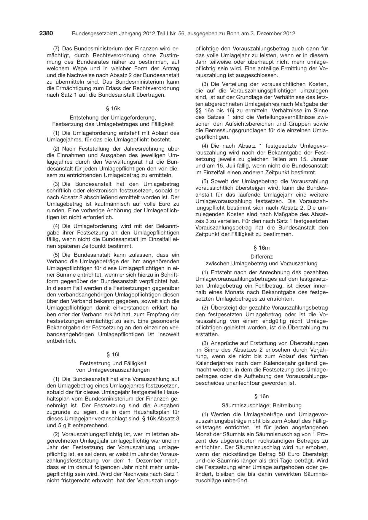 BGBl. 2012, Seite 2380 — Originalseite als Abbildung