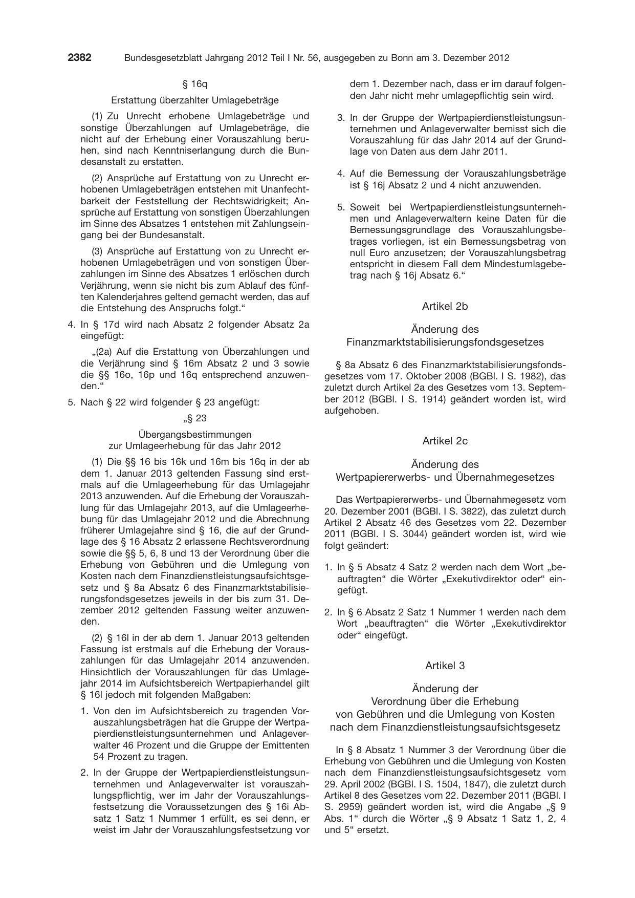 BGBl. 2012, Seite 2382 — Originalseite als Abbildung