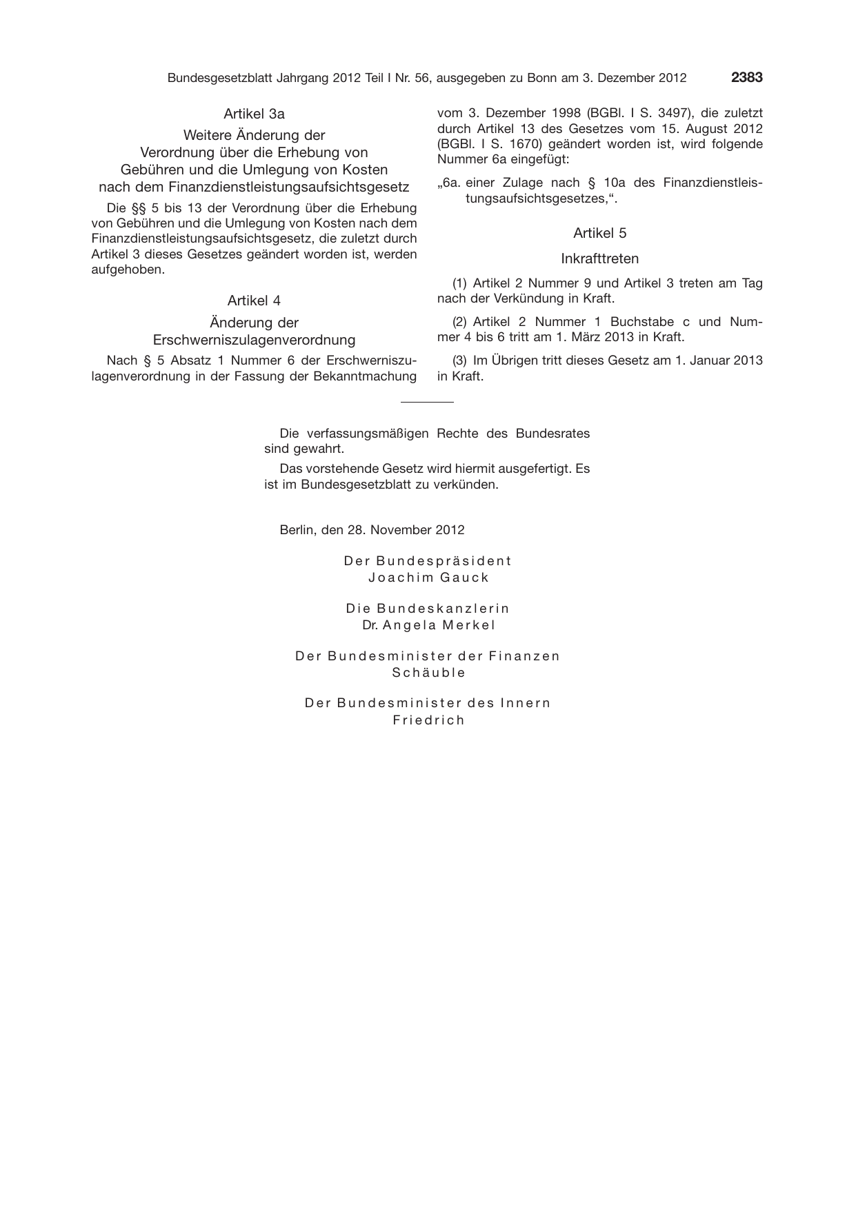 BGBl. 2012, Seite 2383 — Originalseite als Abbildung